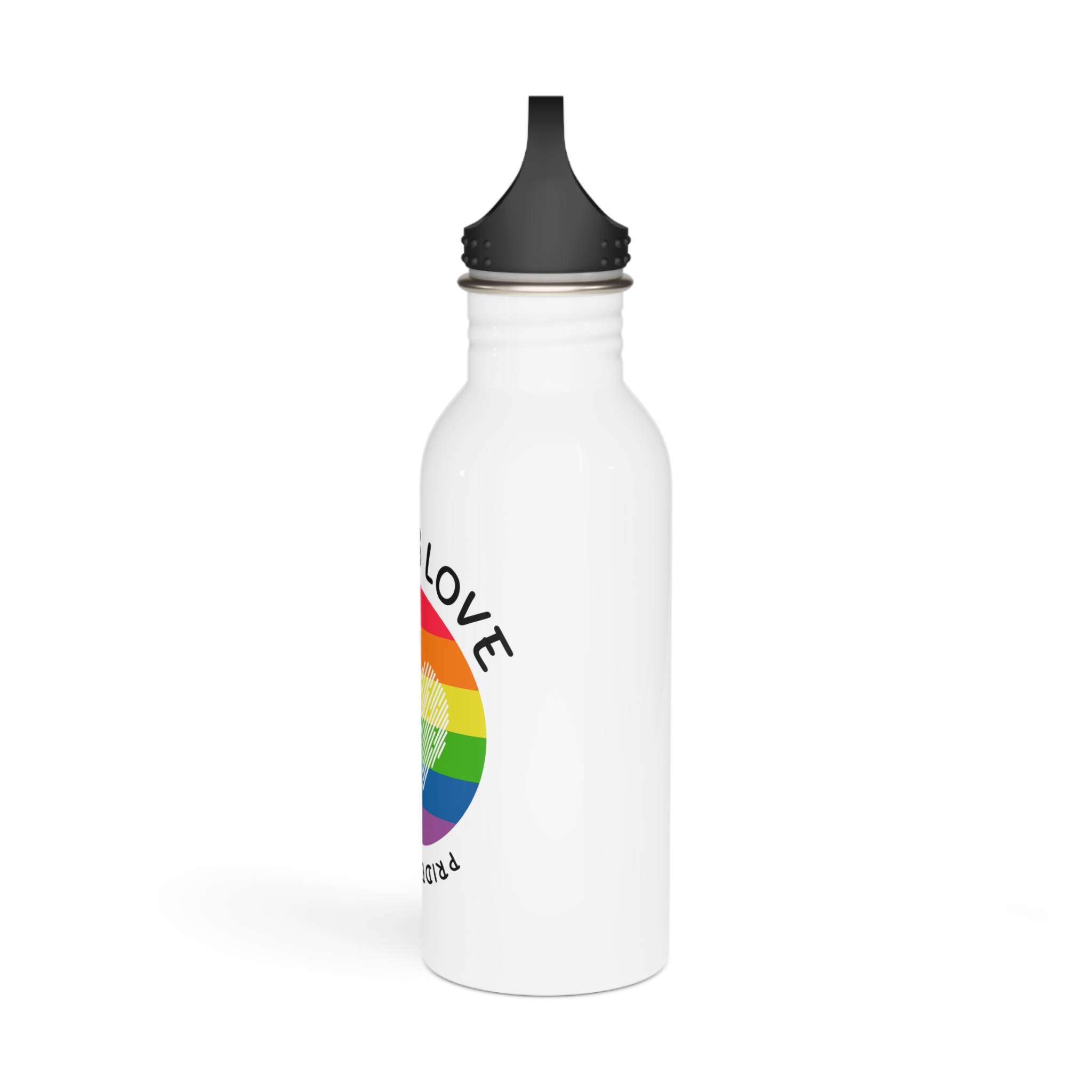 Lgbt Pride Month Love Is Love Lgbtq Symbol With Lgbt Pride Round Rainbow Flag With Heart Gay Pride Stainless Steel Water Bottle - Image 4