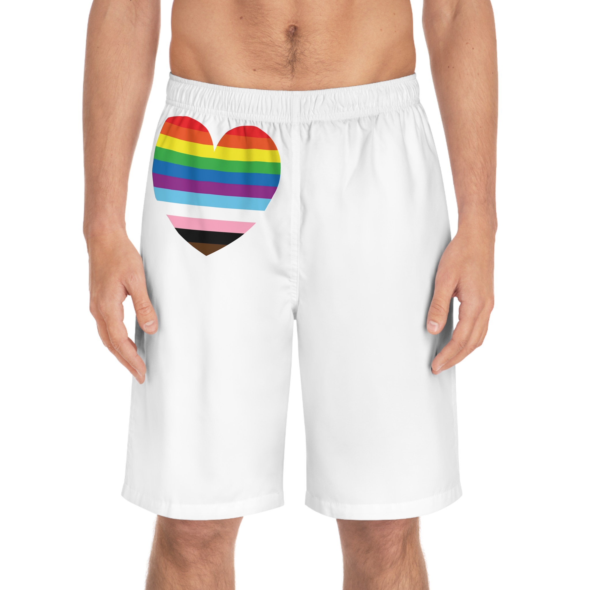 Progress Pride Flag Heart Symbol Love Inclusion Mens Board Shorts Aop - Image 3