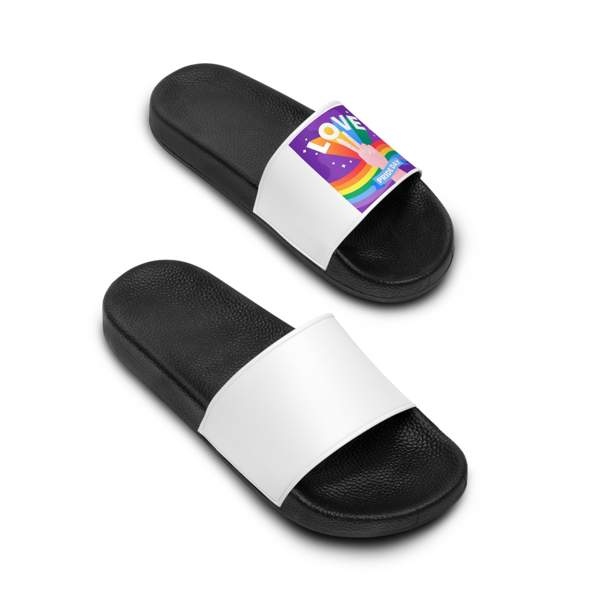 Pride Day Event Message Design Mens Slide Sandals - Image 4