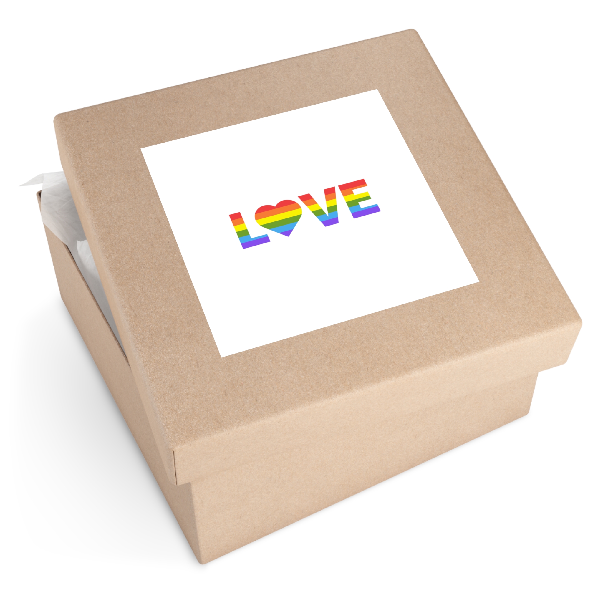 Love With Heart Rainbow Heart Shape Lgbtq Flag White Background Pride Month Laminate Stickers Square - Image 51