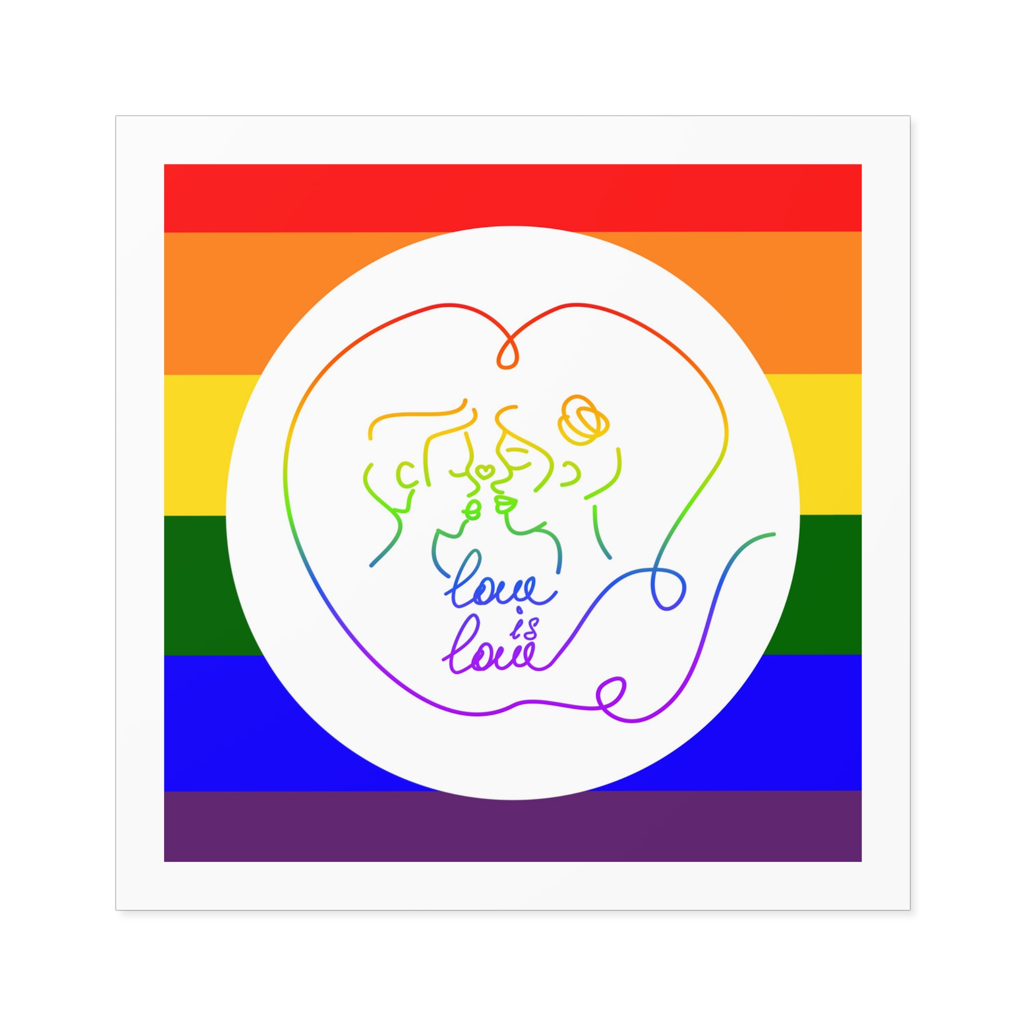 Poster With Kissing Woman Hand Lettering Love Is Love Theme Month Pride Lgbtq Love Background Laminate Stickers Square - Image 33
