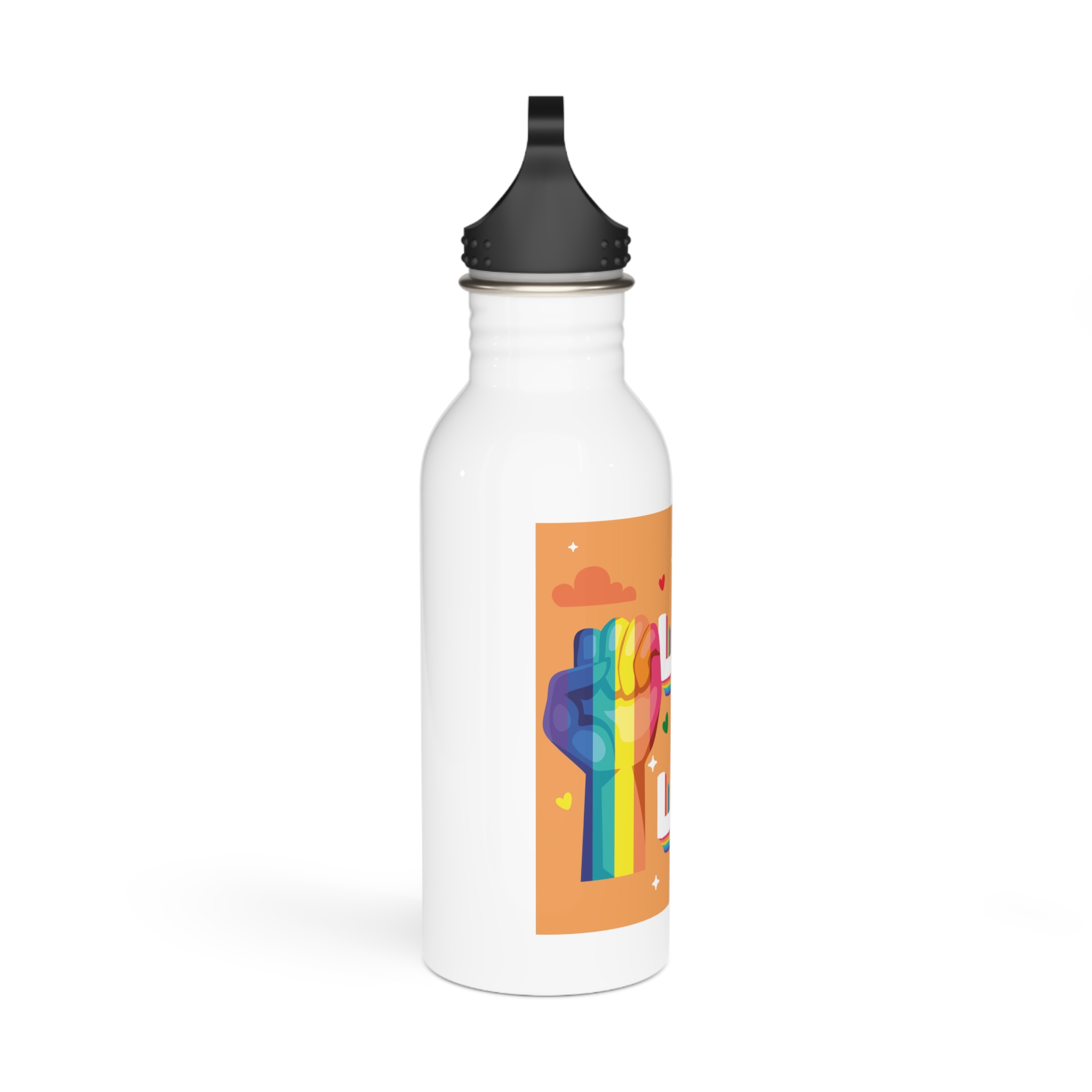 Love Is Love Lettering With Fist Stainless Steel Water Bottle - Image 2