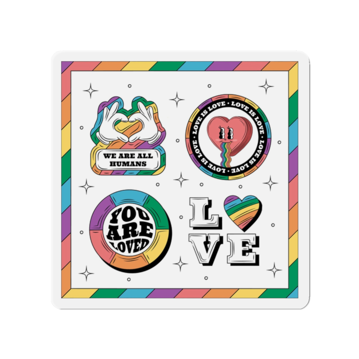 Hand Drawn Labels Collection Pride Month Celebration Die Cut Magnets