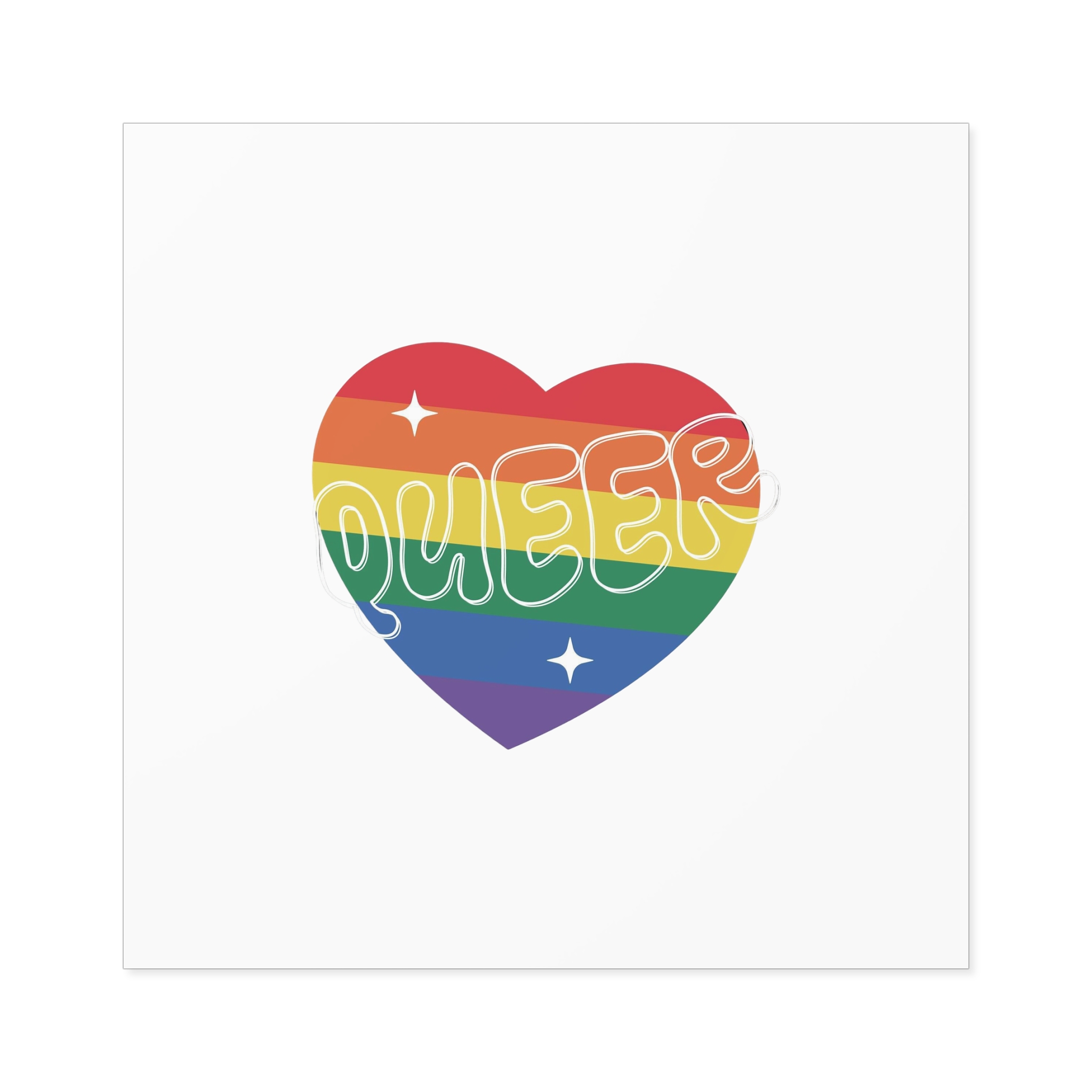Queer Pride Heart Laminate Stickers Square - Image 49