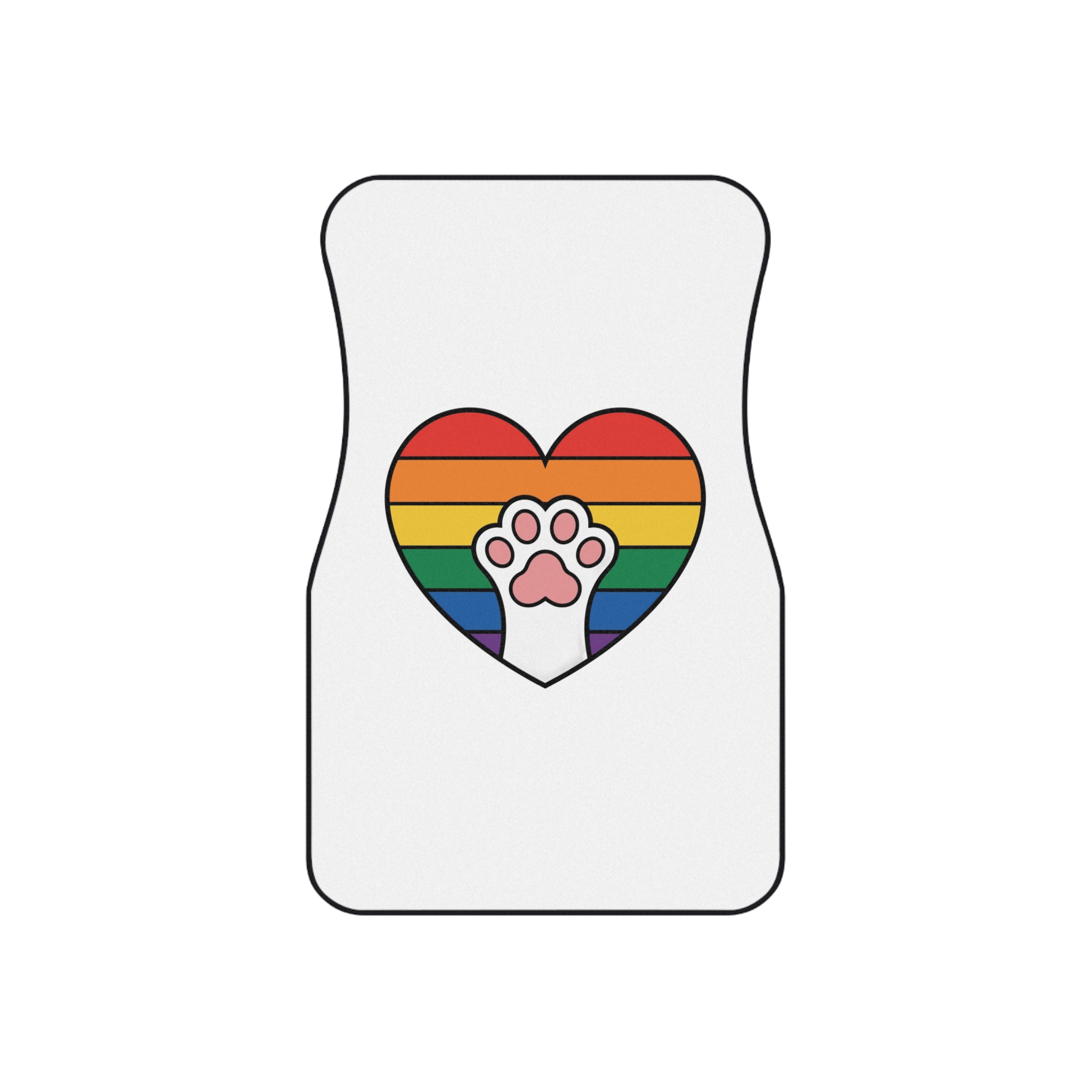 Rainbow Heart With Cute Cat Paw Pride Illustration Car Mats Set Of 4 - Image 2