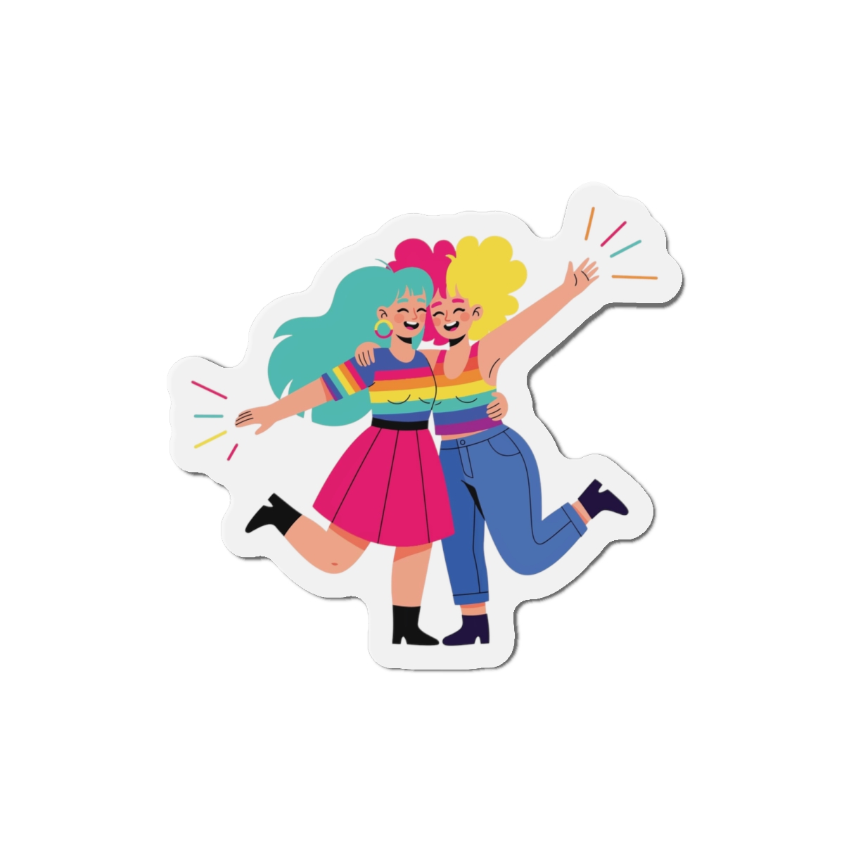 Two Happy Women Celebrating With Pride Flag Colors Die Cut Magnets - Image 7