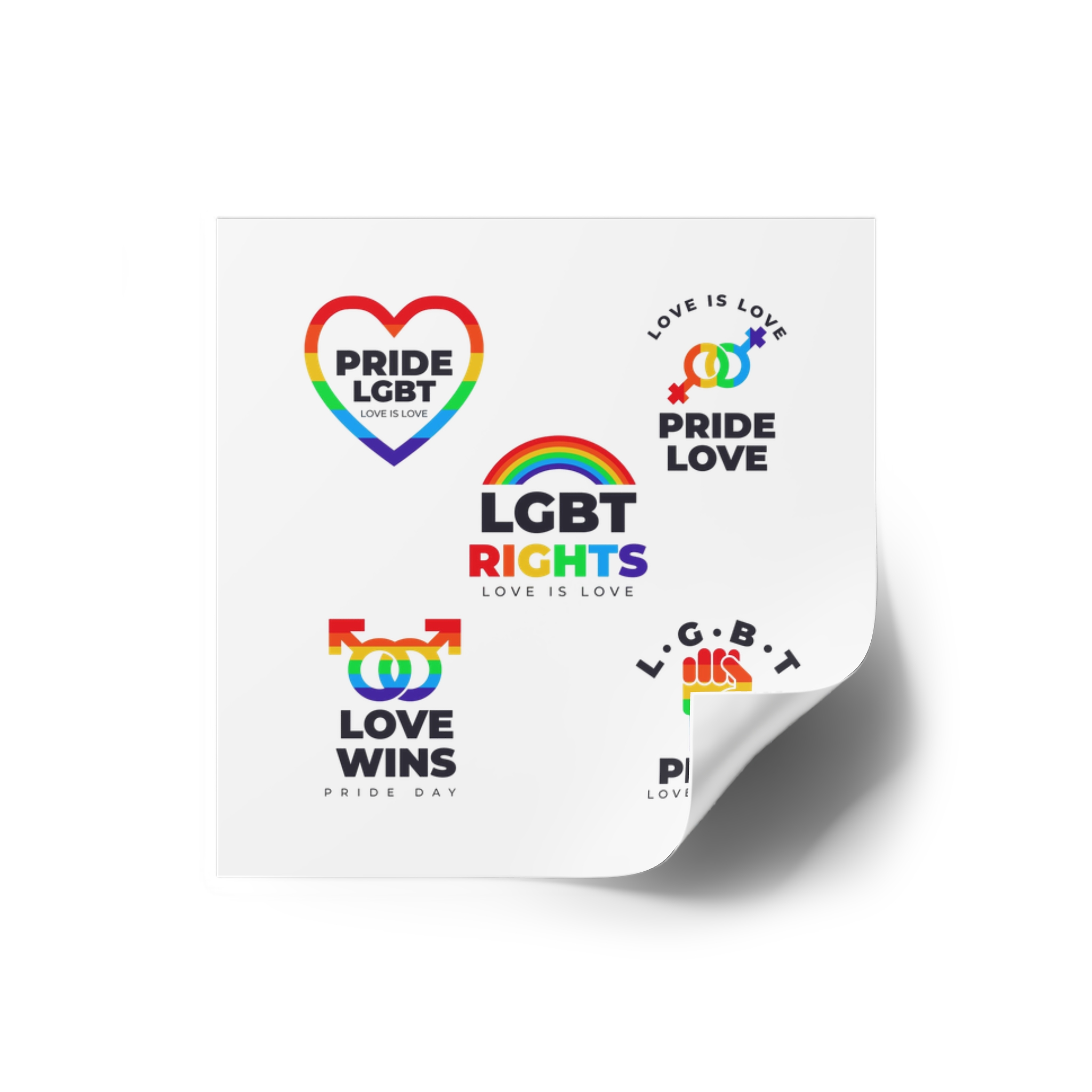Pride Day Badges Collection Laminate Stickers Square - Image 6