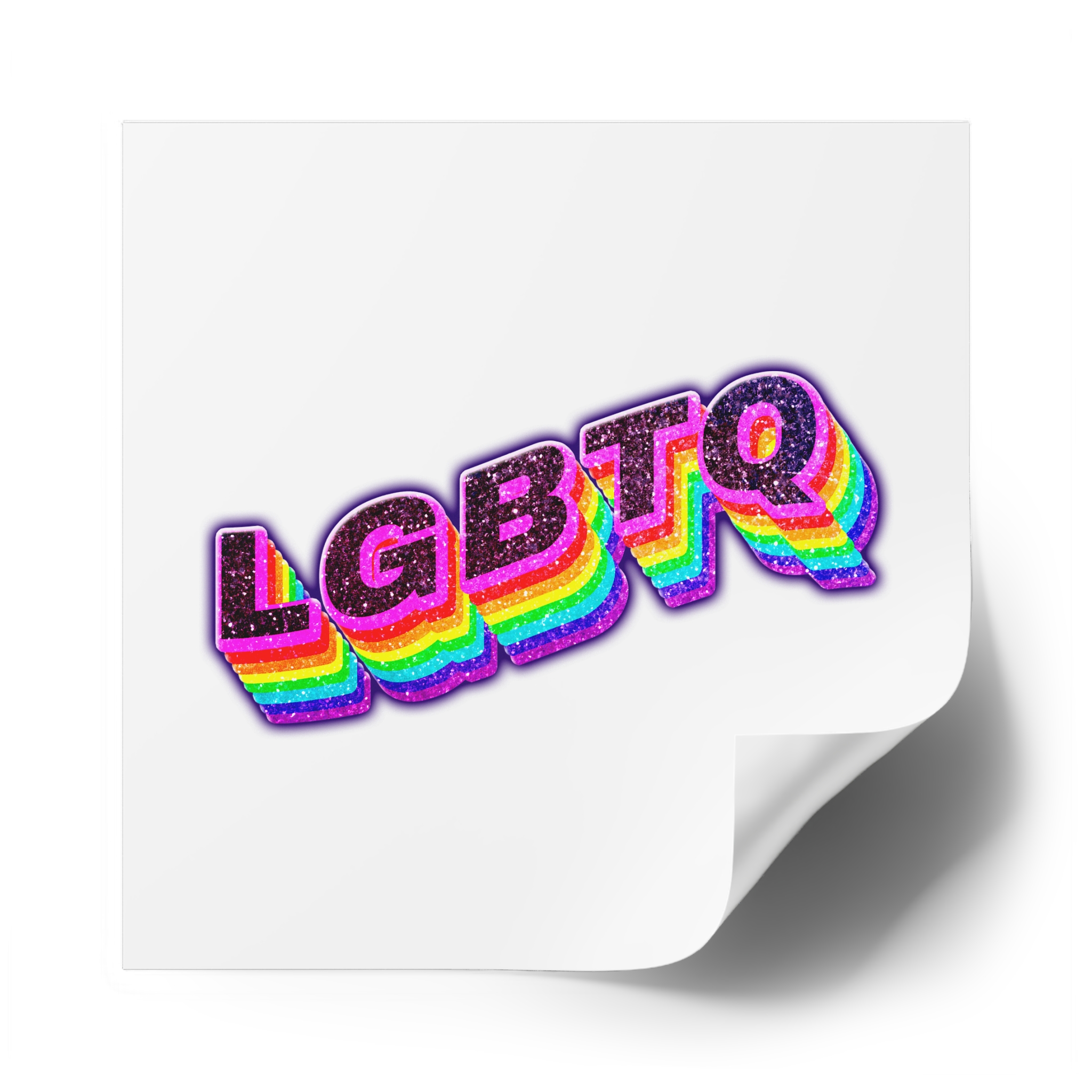 Lgbtq Rainbow 3d Png Typography Laminate Stickers Square - Image 50