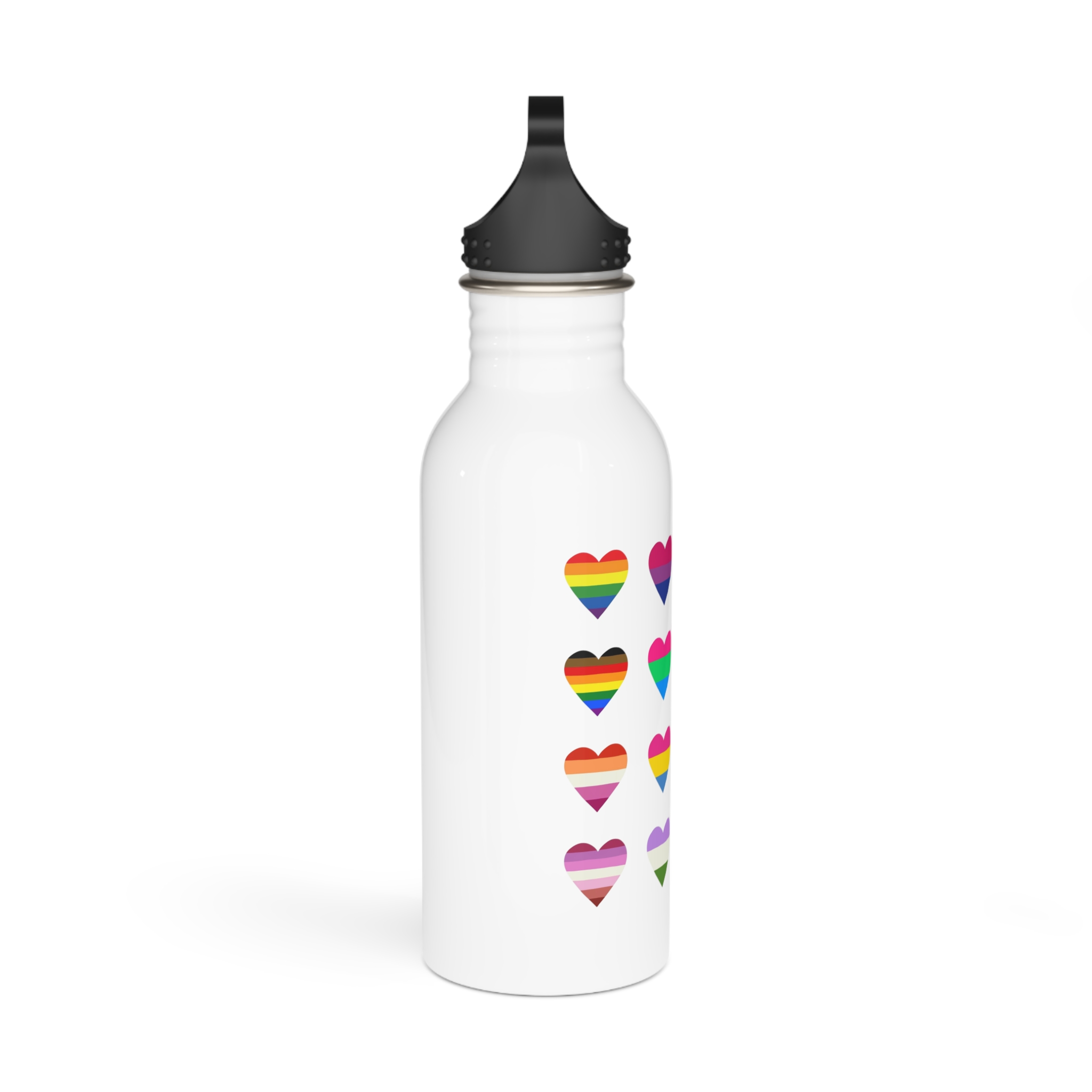 Set Colorful Lgbtq Pride Flag Heart Shape Gender Equality Sexual Identity Pride Flags Collection Lgbtqia Community Pride Month (1) Stainless Steel Water Bottle - Image 2