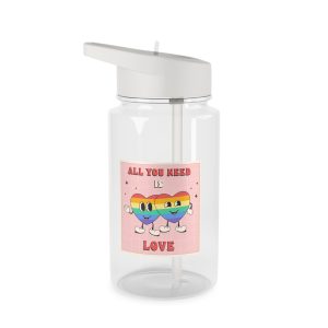 Lgbtq Pride Month Retro Groovy Poster Social Media Post Template With Rainbow Heart Tritan Water Bottle