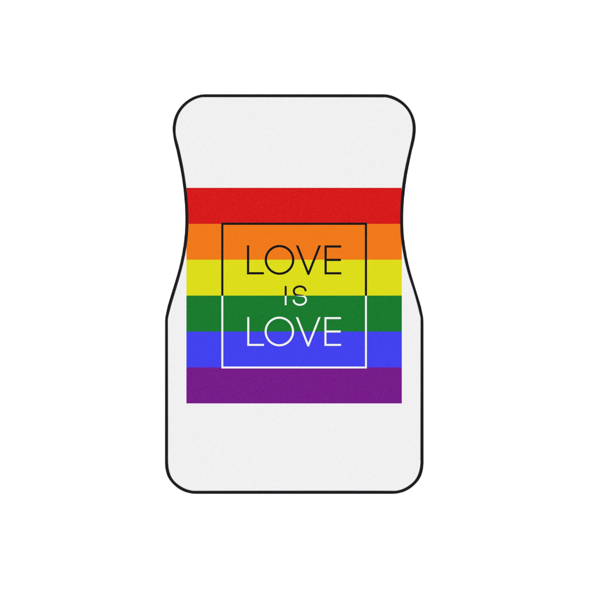 Lgbt Card Text Love Is Love Background Flag Colors Vector Illustration Car Mats Set Of 4 - Image 2