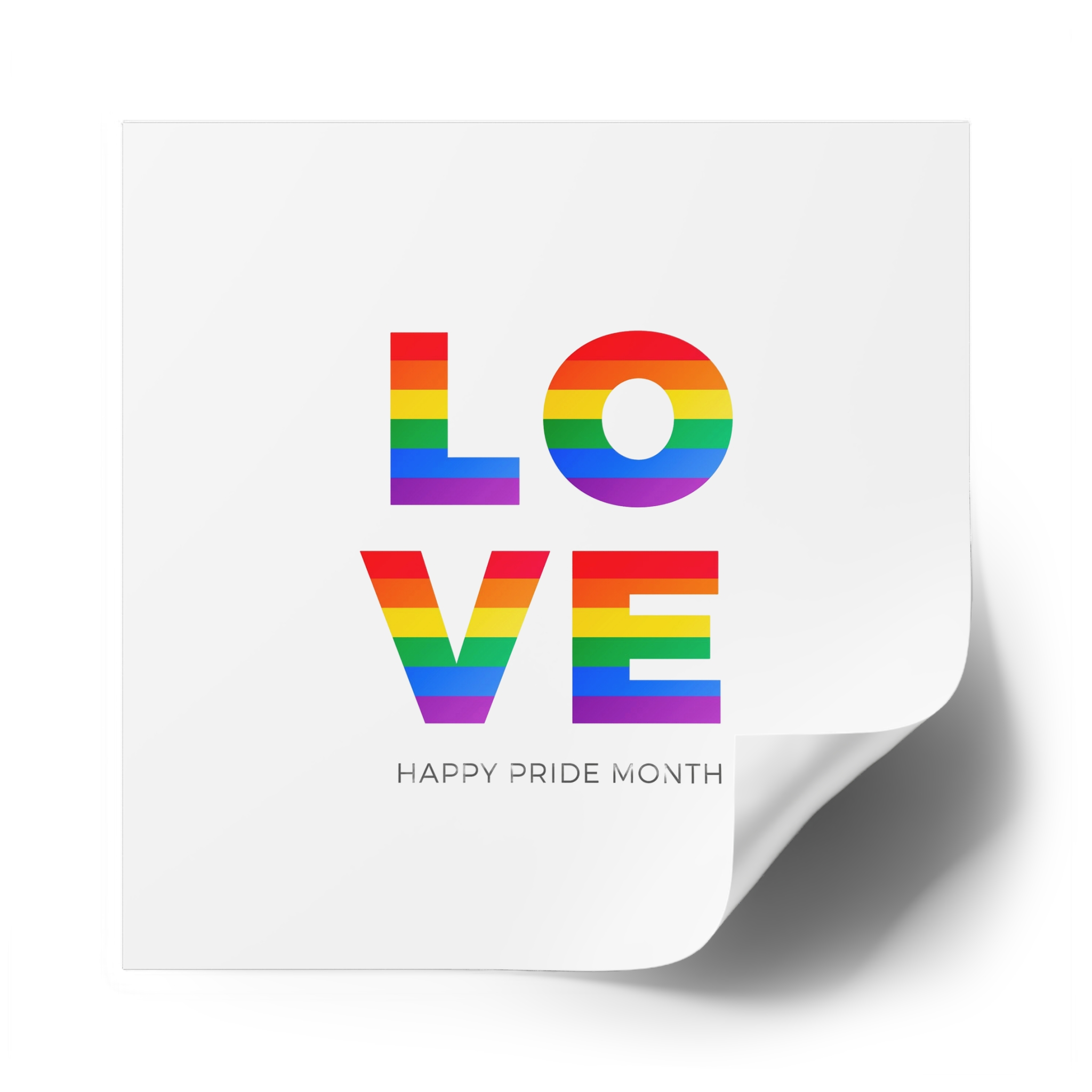 Love Word With Gay Pride Flag Laminate Stickers Square - Image 50