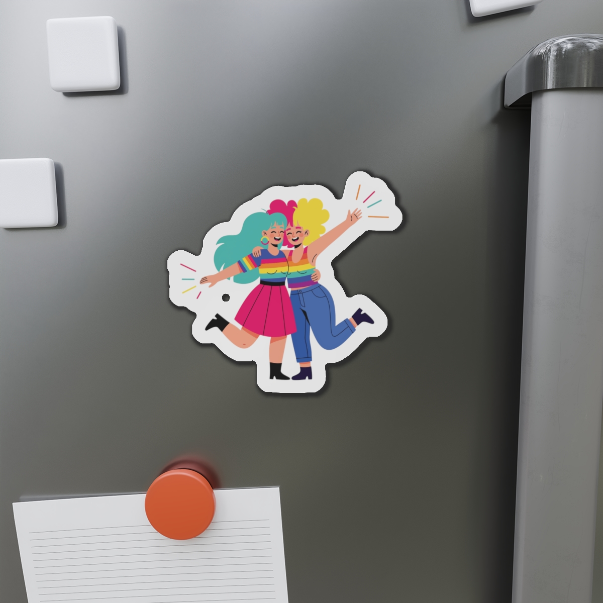 Two Happy Women Celebrating With Pride Flag Colors Die Cut Magnets - Image 11