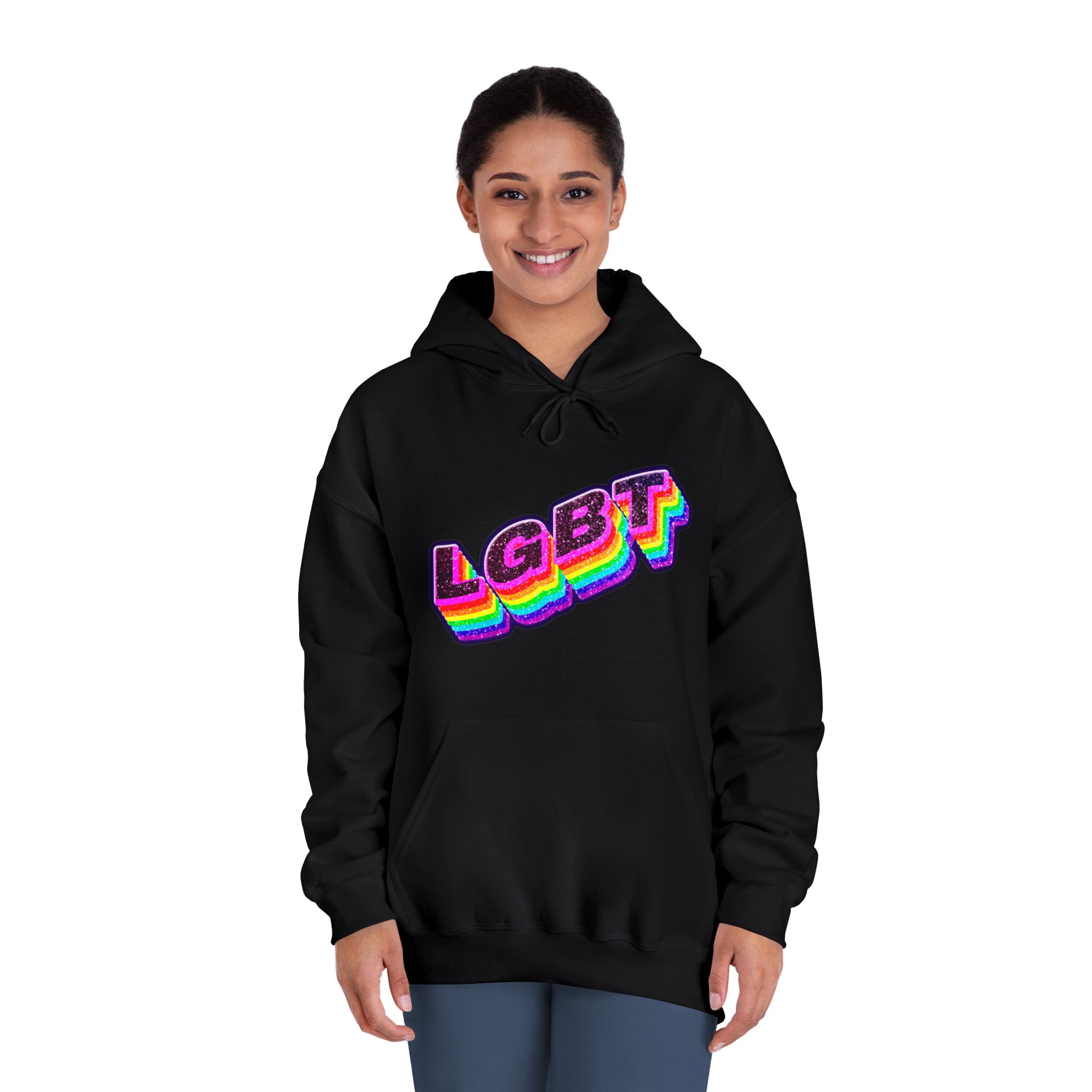 Png Word Lgbt Rainbow Typography Unisex Dryblend Hooded Sweatshirt - Image 12