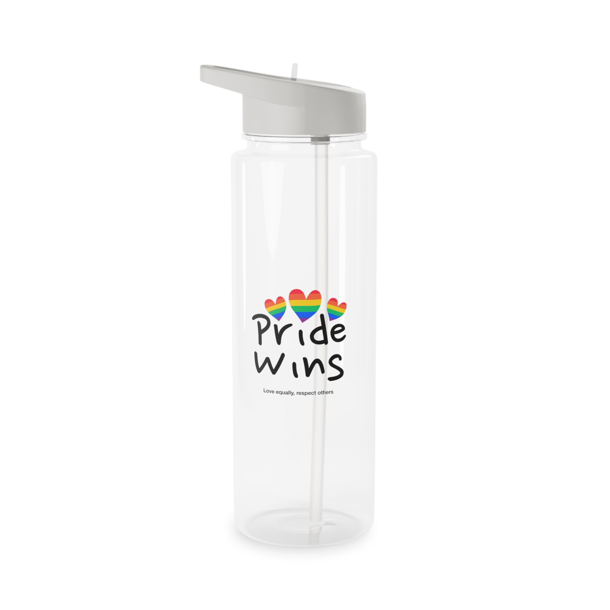 Love Letter Pride Rainbow Lettering Text Writing Pattern Freedom Love Heart Homo Colors Flag Parade (1) Tritan Water Bottle - Image 5