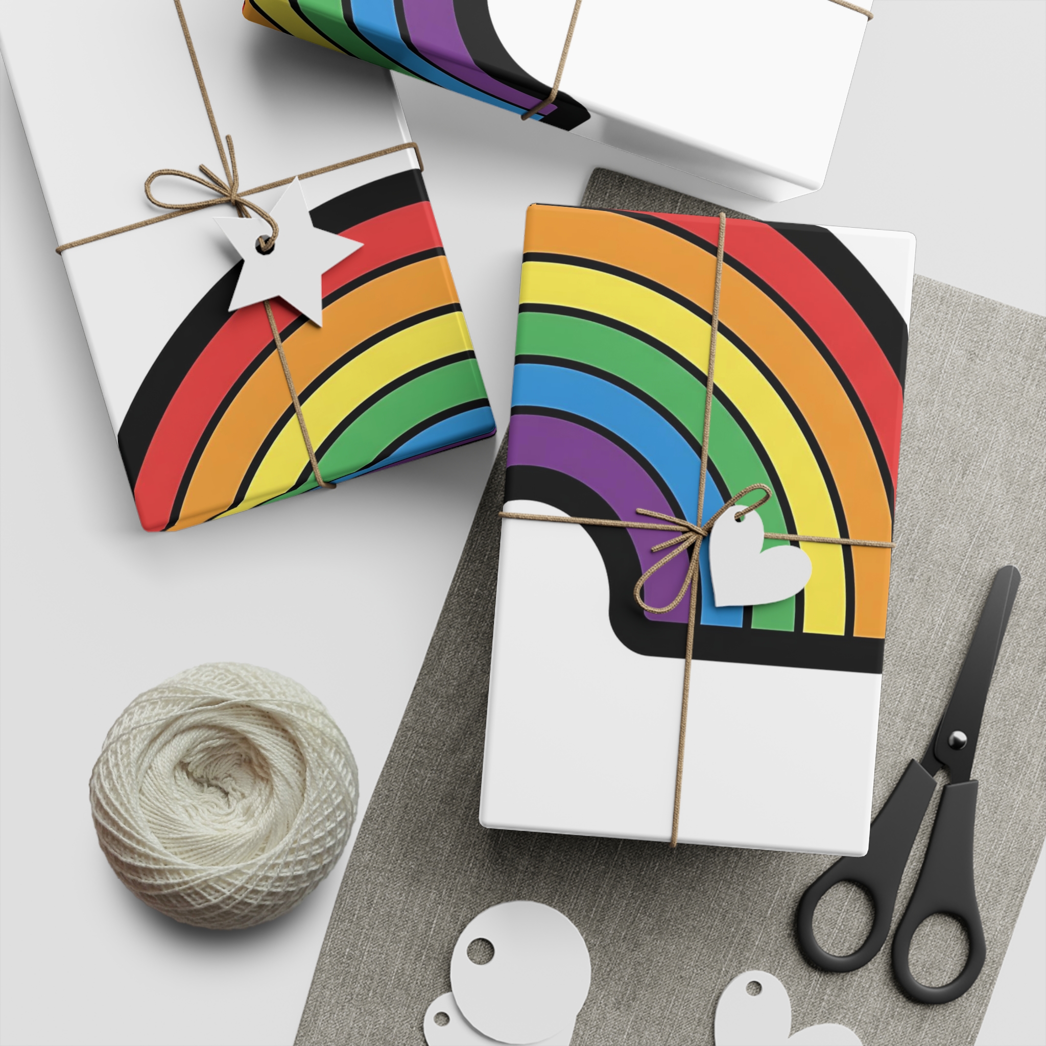 Colorful Rainbow Illustration White Background Gift Wrapping Paper Sheets 1pc - Image 2