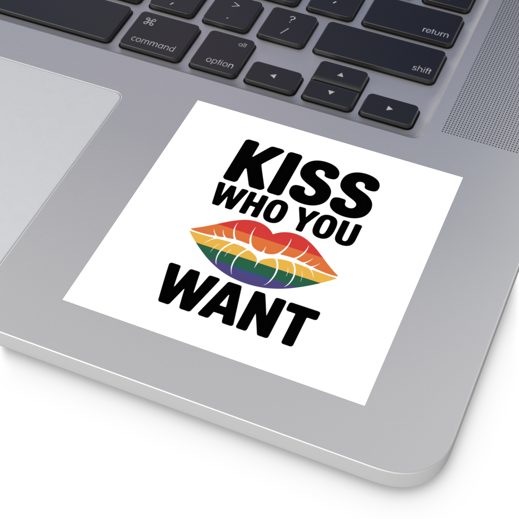 Kiss Who You Want T Shirt Design Isolated White Background 3 Laminate Stickers Square - Image 19