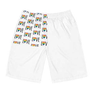 Seamless Pattern Lgbt Rainbow Love Text Mens Board Shorts Aop