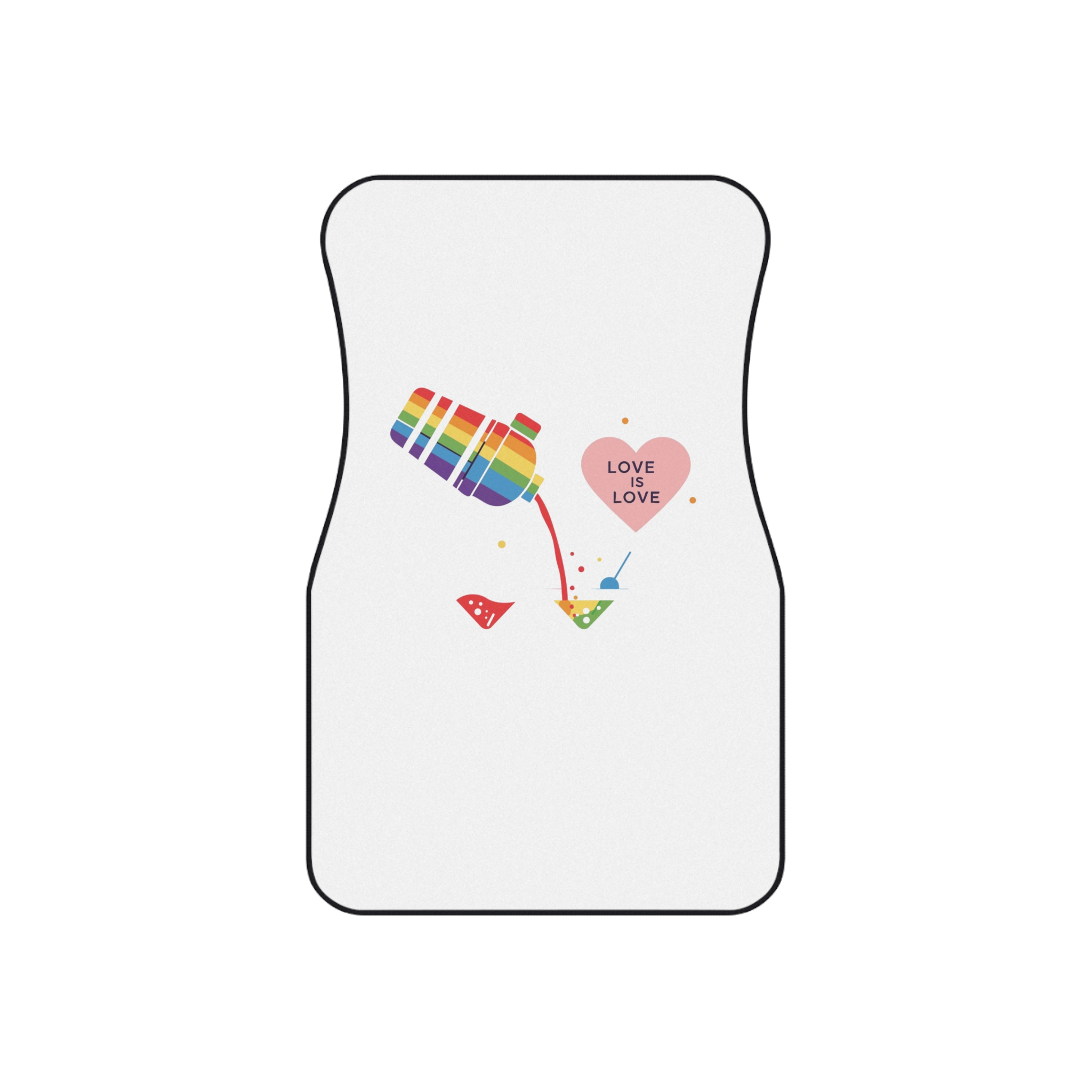Rainbow Cocktail Shaker Pouring Drink With Heart Love Is Love Illustration Vector Car Mats Set Of 4 - Image 2