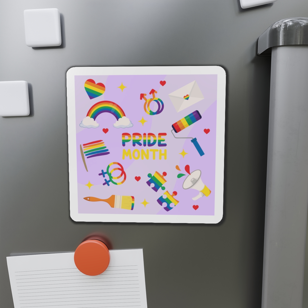 Pride Month Lgbtq Symbol Rainbow Colors Cute Elements Set Die Cut Magnets - Image 14