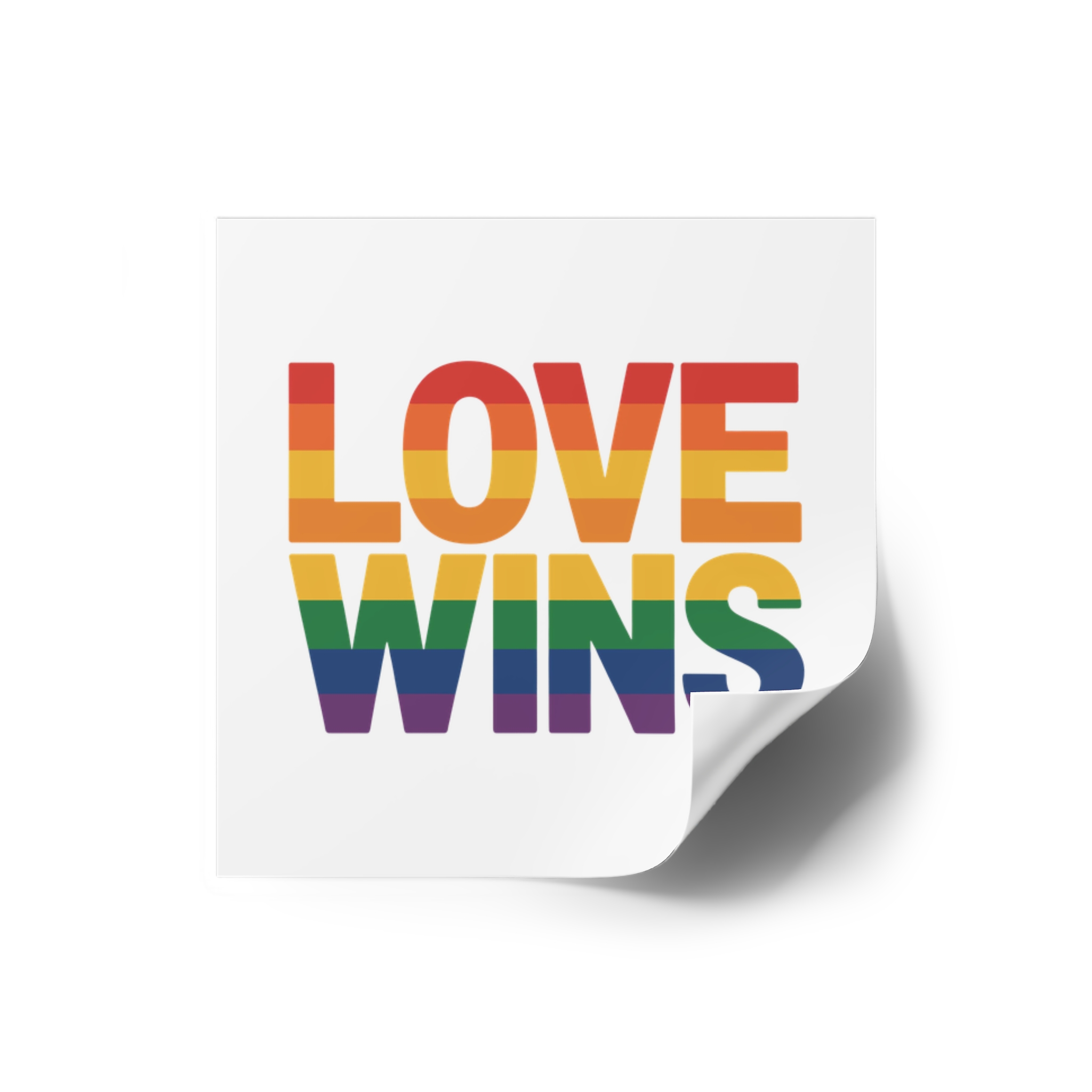Love Wins Rainbow Pride Message Laminate Stickers Square - Image 2