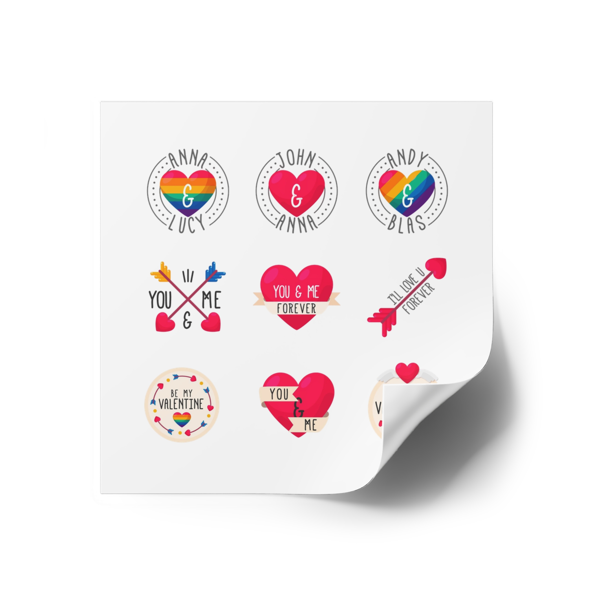 Lgbt Valentine S Day Label Collection Laminate Stickers Square - Image 26