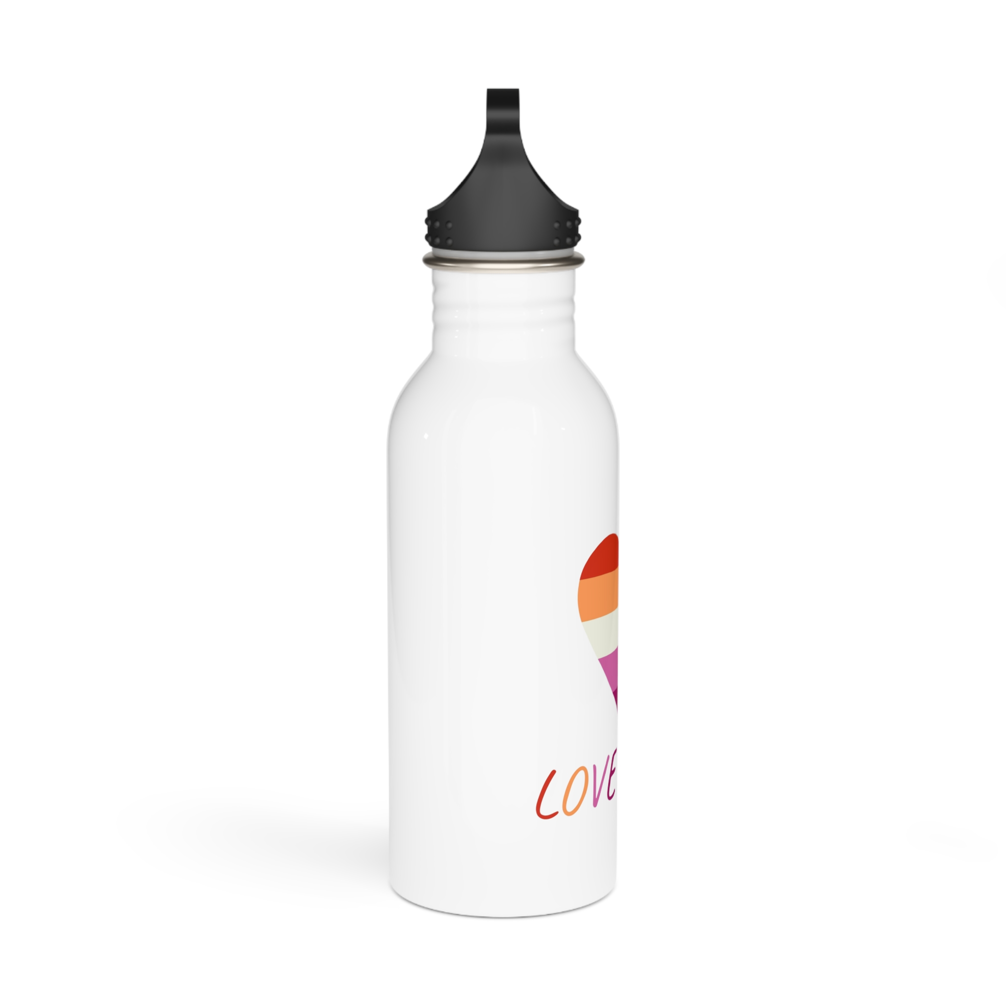 Colorful Heart Shape Lesbian Pride Flag Happy Pride Day Lgbtqia Community Pride Month Vector Hand Drawn Doodle Posters Stickers Logo Cards Stainless Steel Water Bottle - Image 2