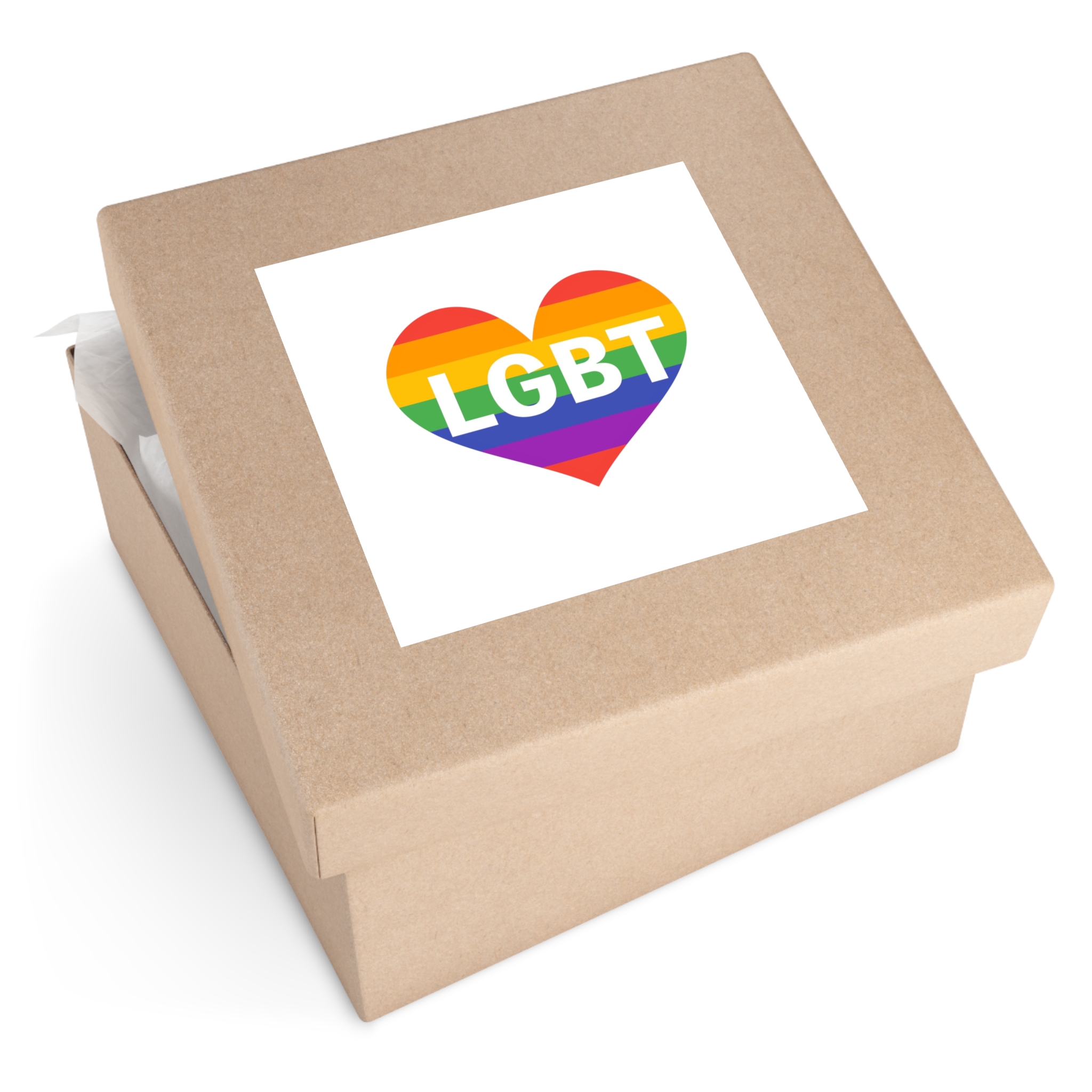 Lgbt Rainbow Colors Heart Mark Lgbt Letters Laminate Stickers Square - Image 51
