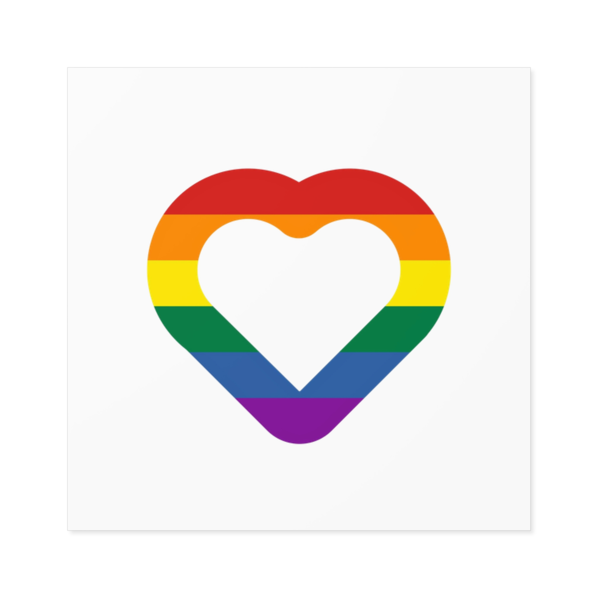 Pride Flag Heart Shape Icon Isolated White Background Lgbt Love Modern Sign Vector Illustration Laminate Stickers Square