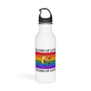 Colors Love Lgbtq Pride Month Quote Rainbow Flag Art With Smiley Face White Background Stainless Steel Water Bottle