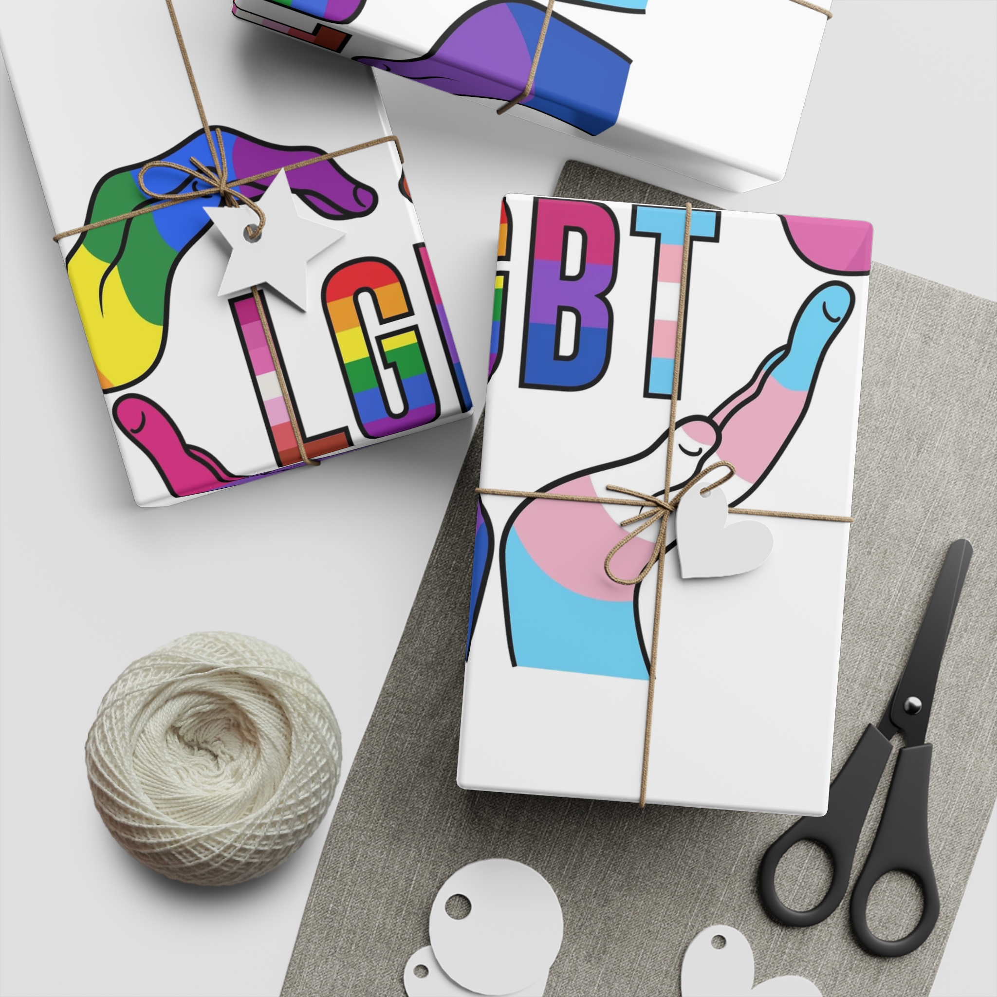 Lgbt Hands United Pride Month Rainbow Flag Vector Illustration Isolated White Background Gift Wrapping Paper Sheets 1pc - Image 2