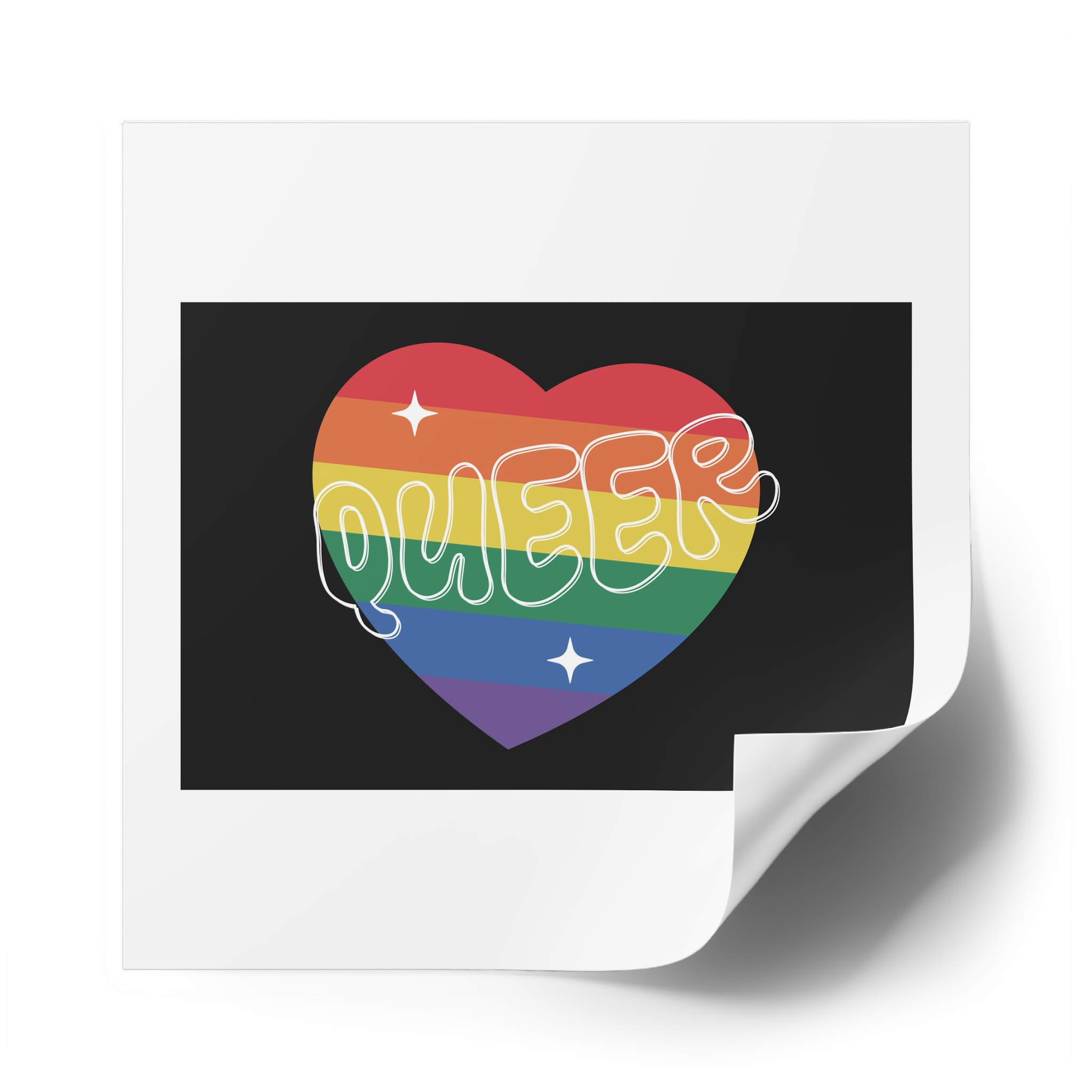 Queer Pride Heart Laminate Stickers Square - Image 62