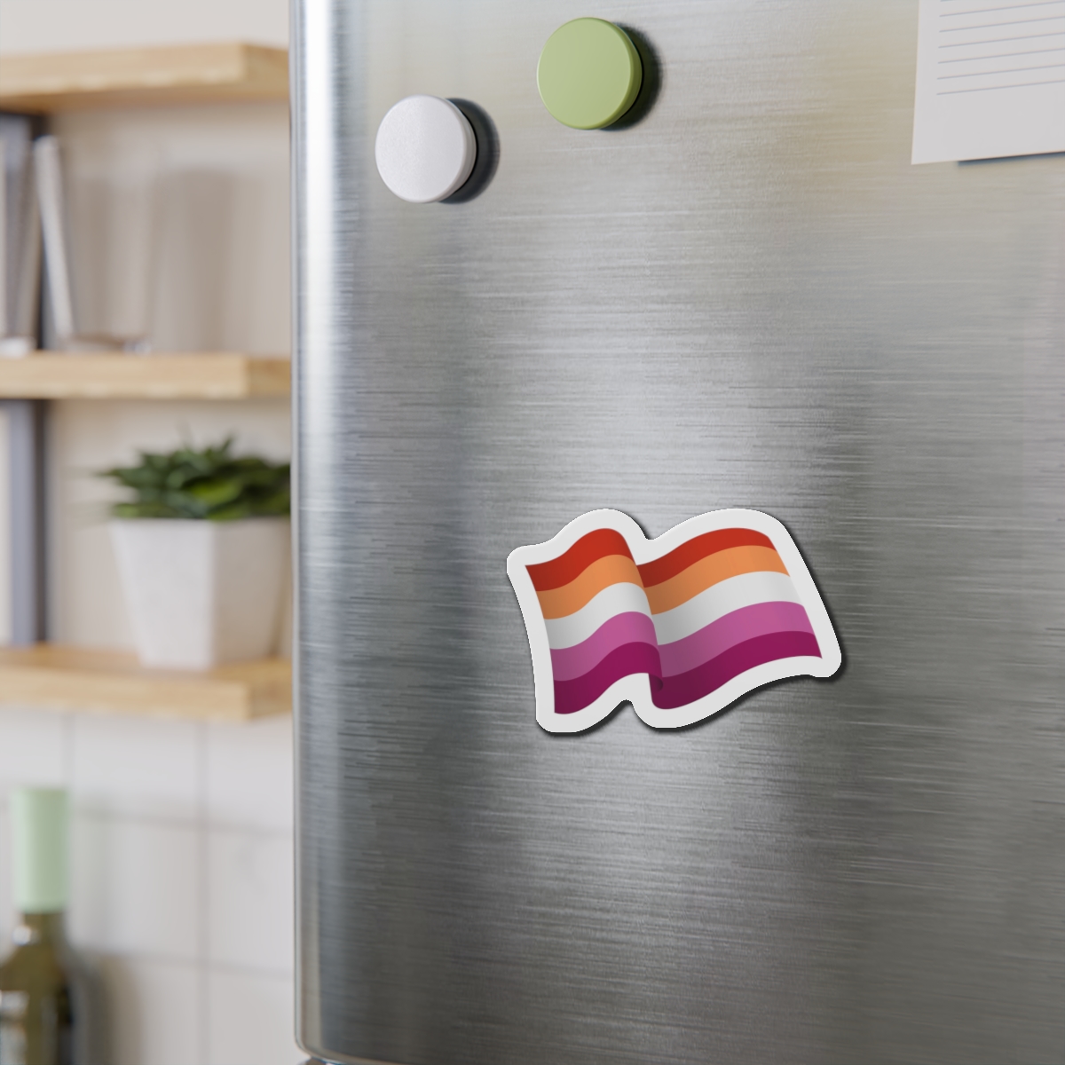 Flag Lesbian Lgbtq Ribbon Style Flag That Conveys Sense Movement Waving Effect Die Cut Magnets - Image 9