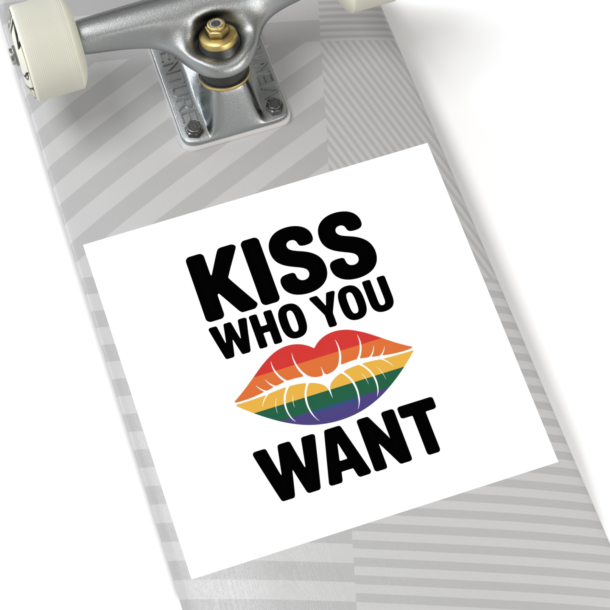 Kiss Who You Want T Shirt Design Isolated White Background 3 Laminate Stickers Square - Image 52