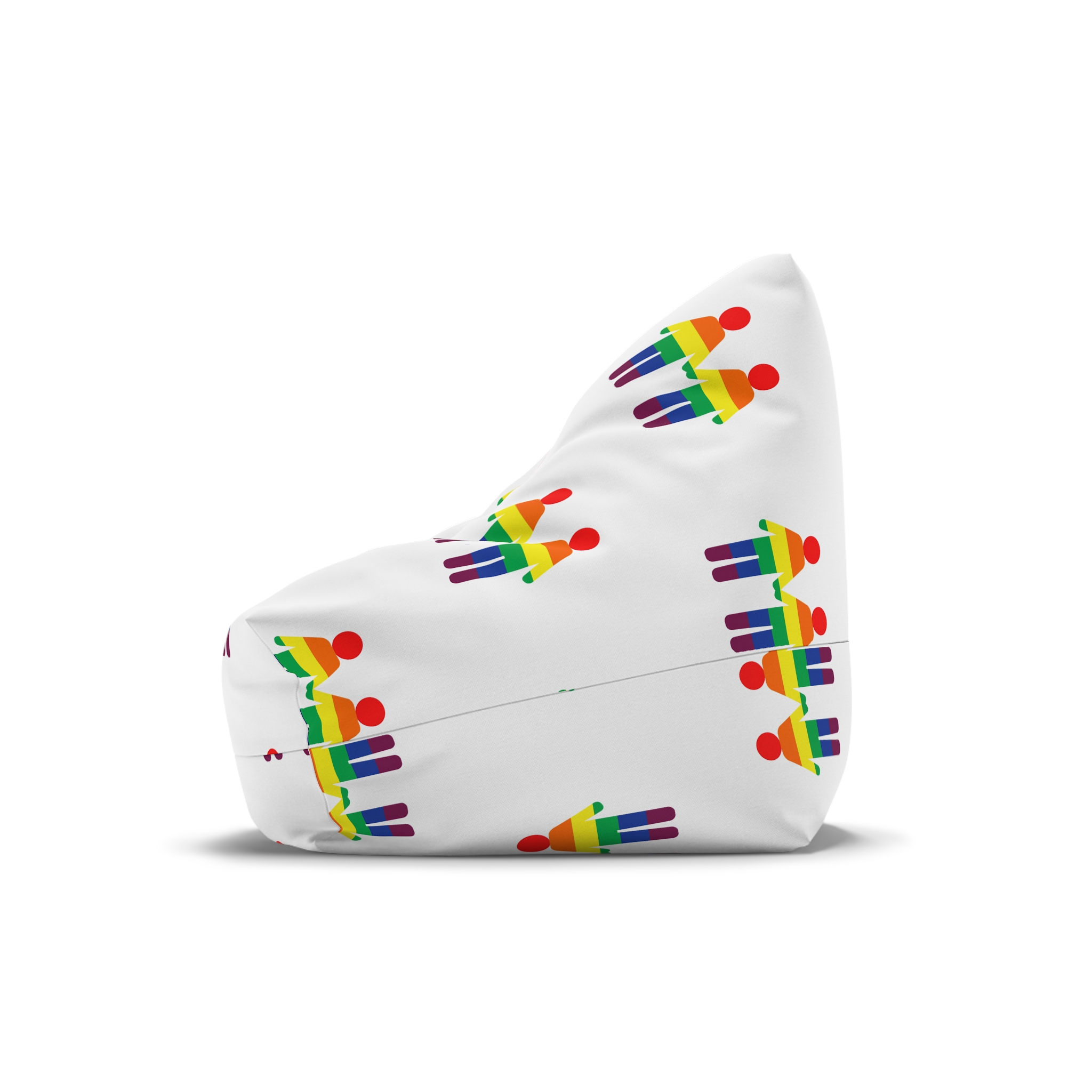 Gay Couple Holding Hands With Rainbow Color Background Vector Bean Bag Chair Cover - Image 4