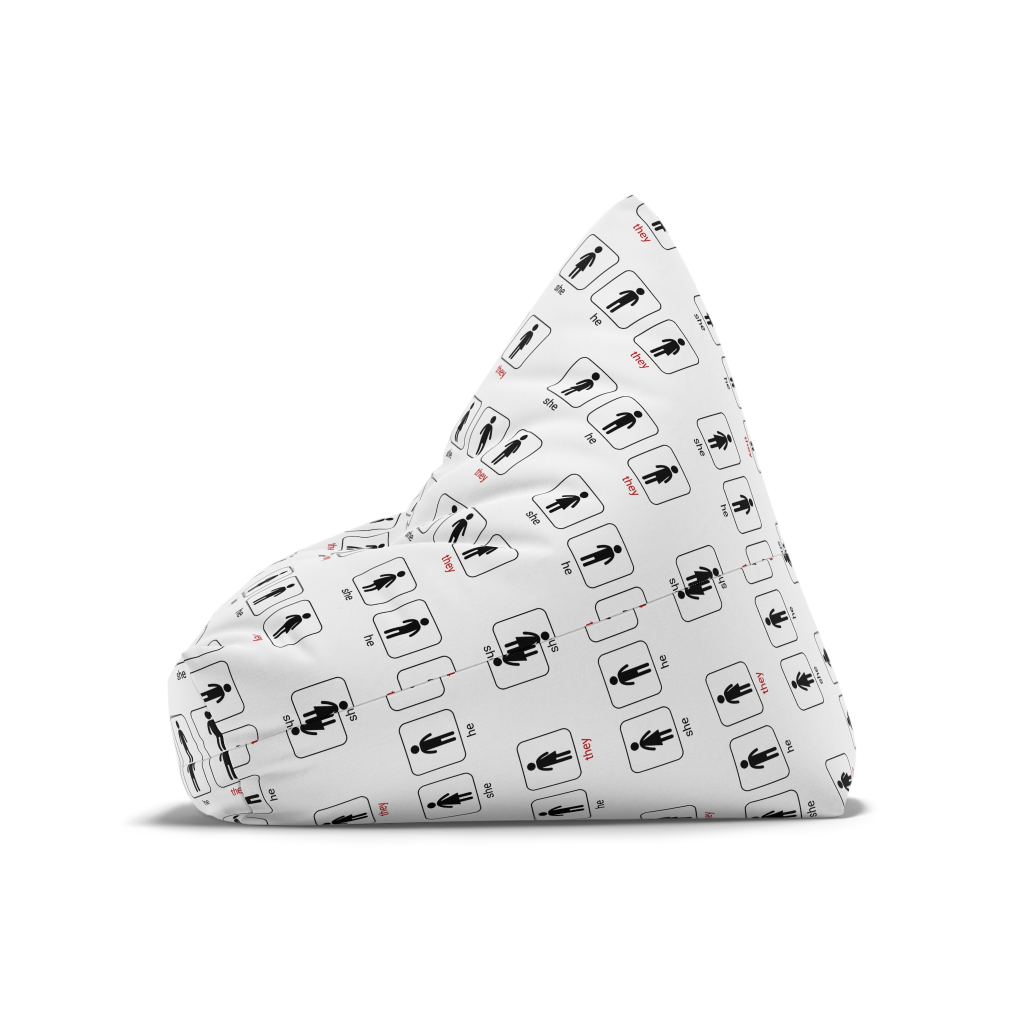 Gender Neutral Toilet Sign Concept Set Word They Written With Red Marker Male Female Unisex Bean Bag Chair Cover - Image 8