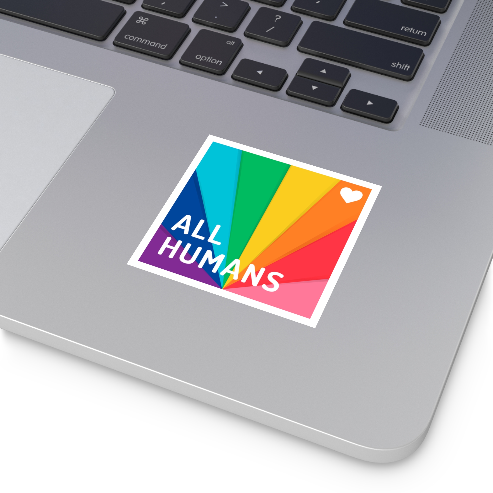 Rainbow Colored Background With All Humans Concept Pride Month Laminate Stickers Square - Image 3