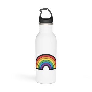 Colorful Rainbow Illustration White Background Stainless Steel Water Bottle