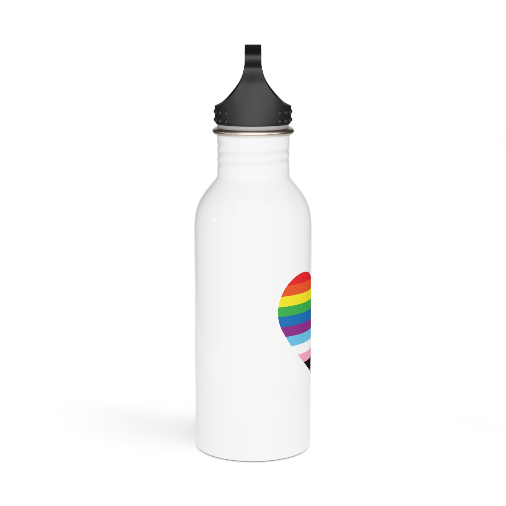 Progress Pride Flag Heart Symbol Love Inclusion1 Stainless Steel Water Bottle - Image 2