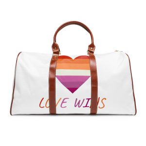 Colorful Heart Shape Lesbian Pride Flag Happy Pride Day Lgbtqia Community Pride Month Vector Hand Drawn Doodle Posters Stickers Logo Cards (1) Waterproof Travel Bag