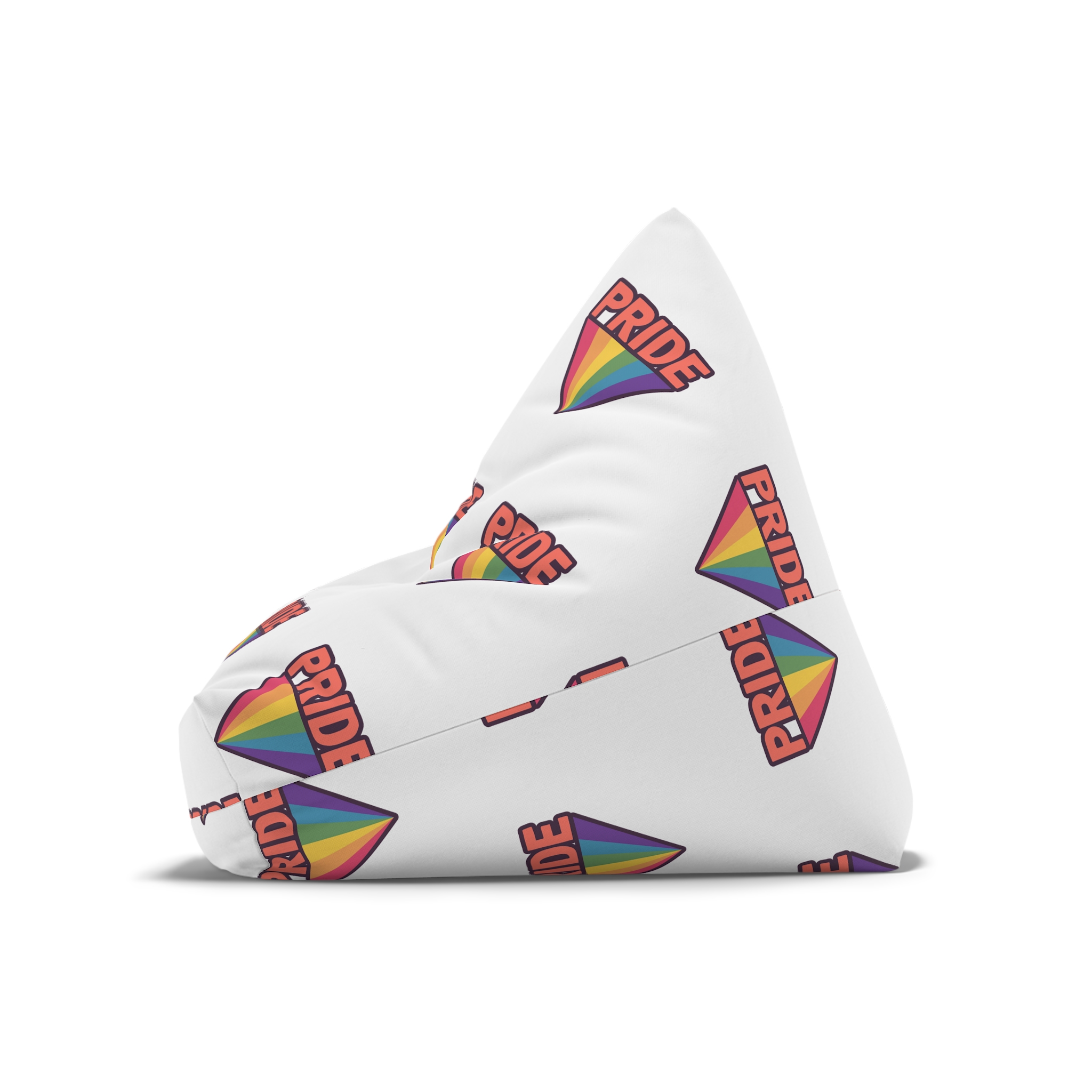 Pride Text With Rainbow Flag Badge Lgbt Symbol Gay Lesbian Bisexual Trans Queer Love Symbol Bean Bag Chair Cover - Image 8
