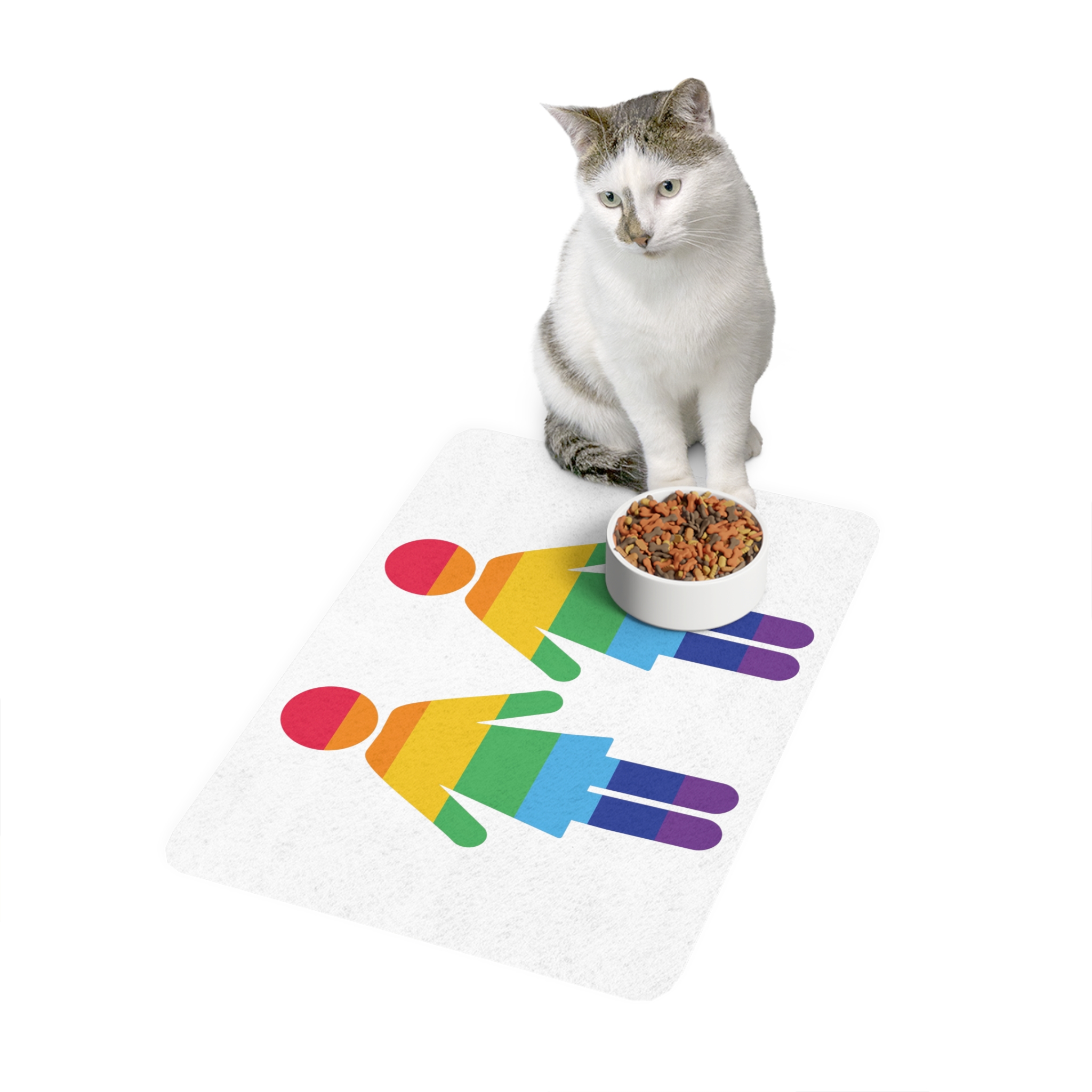 Lgbt Pride Two Lesbians Vector Icon Rainbow Colors Vector Illustration Pet Food Mat 12x18 - Image 3