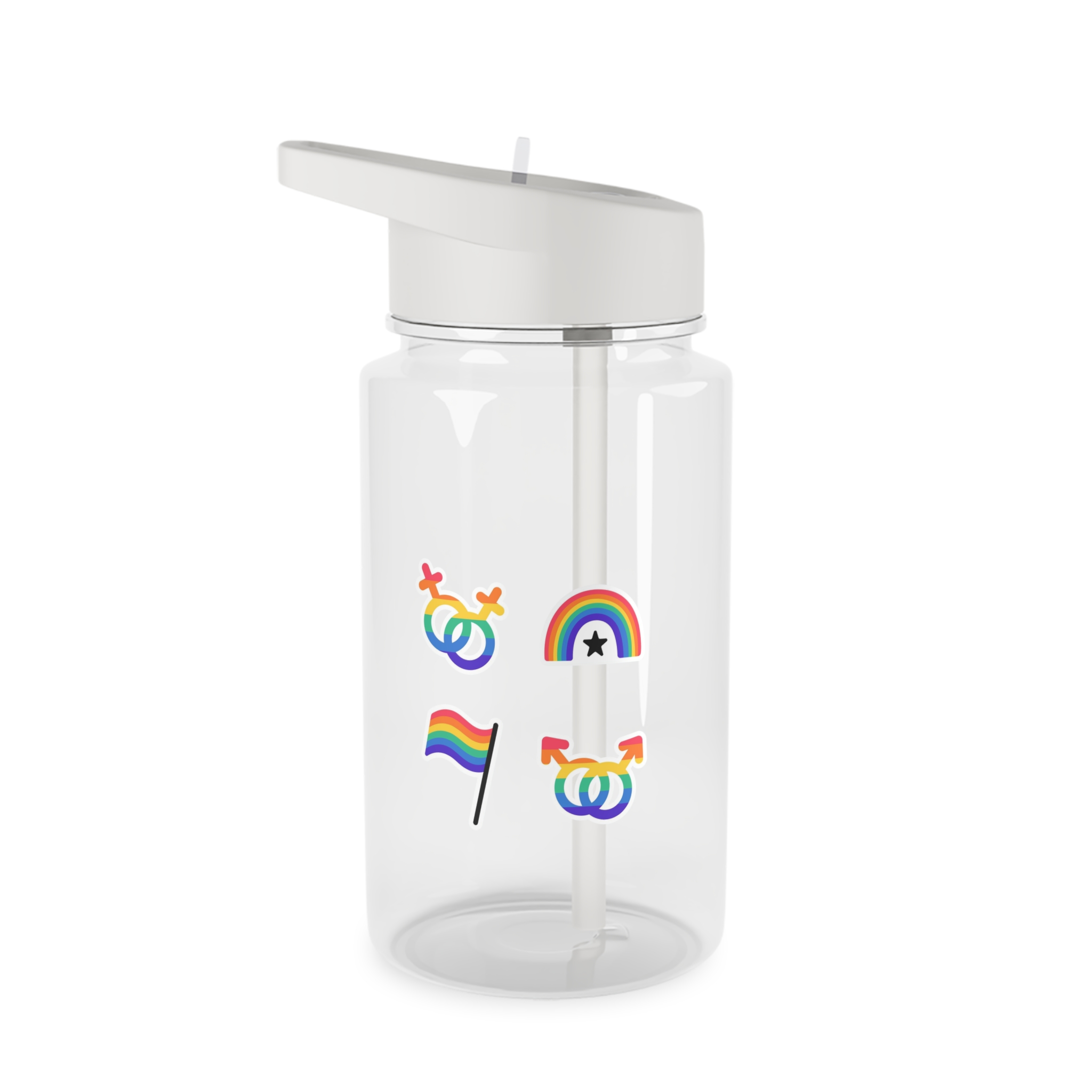 Lgbt Stickers Doodle Style Lgbtq Set Lgbt Pride Community Symbols Rainbow Colored Elements Flag Heart Rainbow Tritan Water Bottle