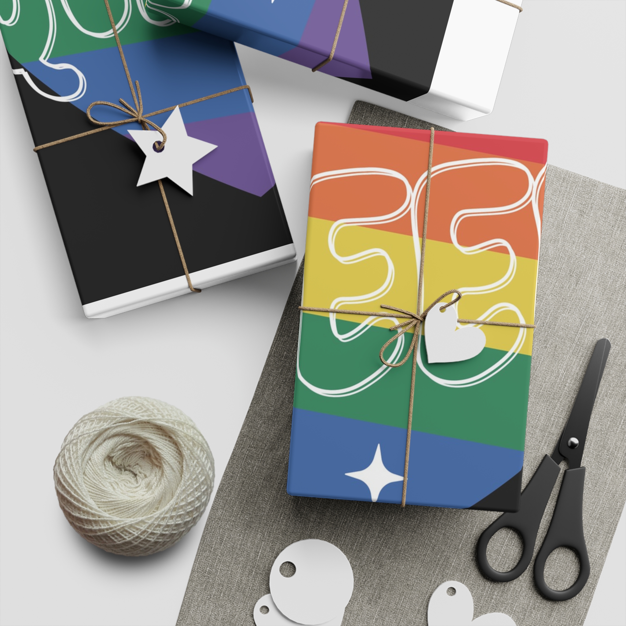 Queer Pride Heart Gift Wrapping Paper Sheets 1pc - Image 5