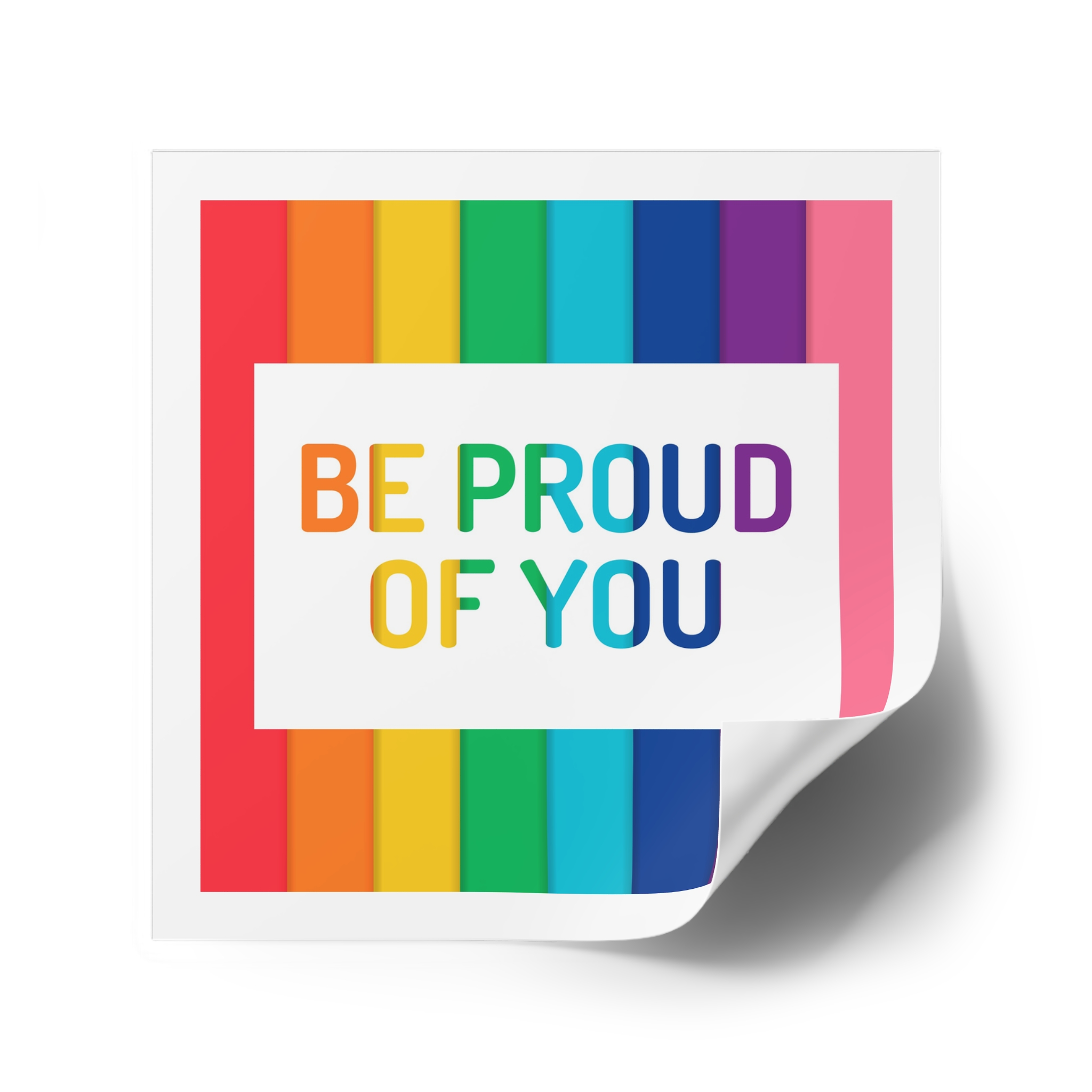 Rainbow Colored Background With Be Proud You Concept Pride Month Laminate Stickers Square - Image 38
