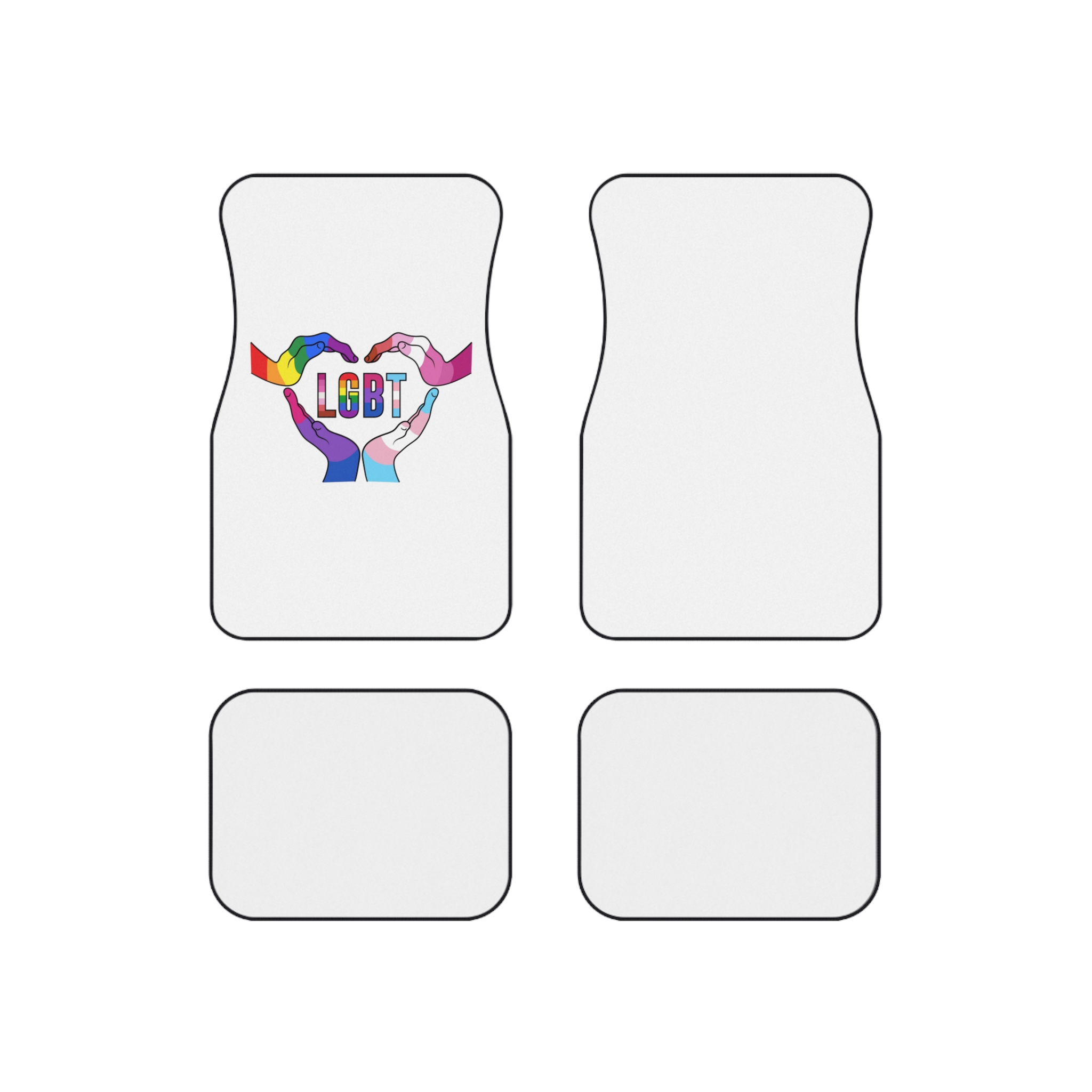 Lgbt Hands United Pride Month Rainbow Flag Vector Illustration Isolated White Background Car Mats Set Of 4
