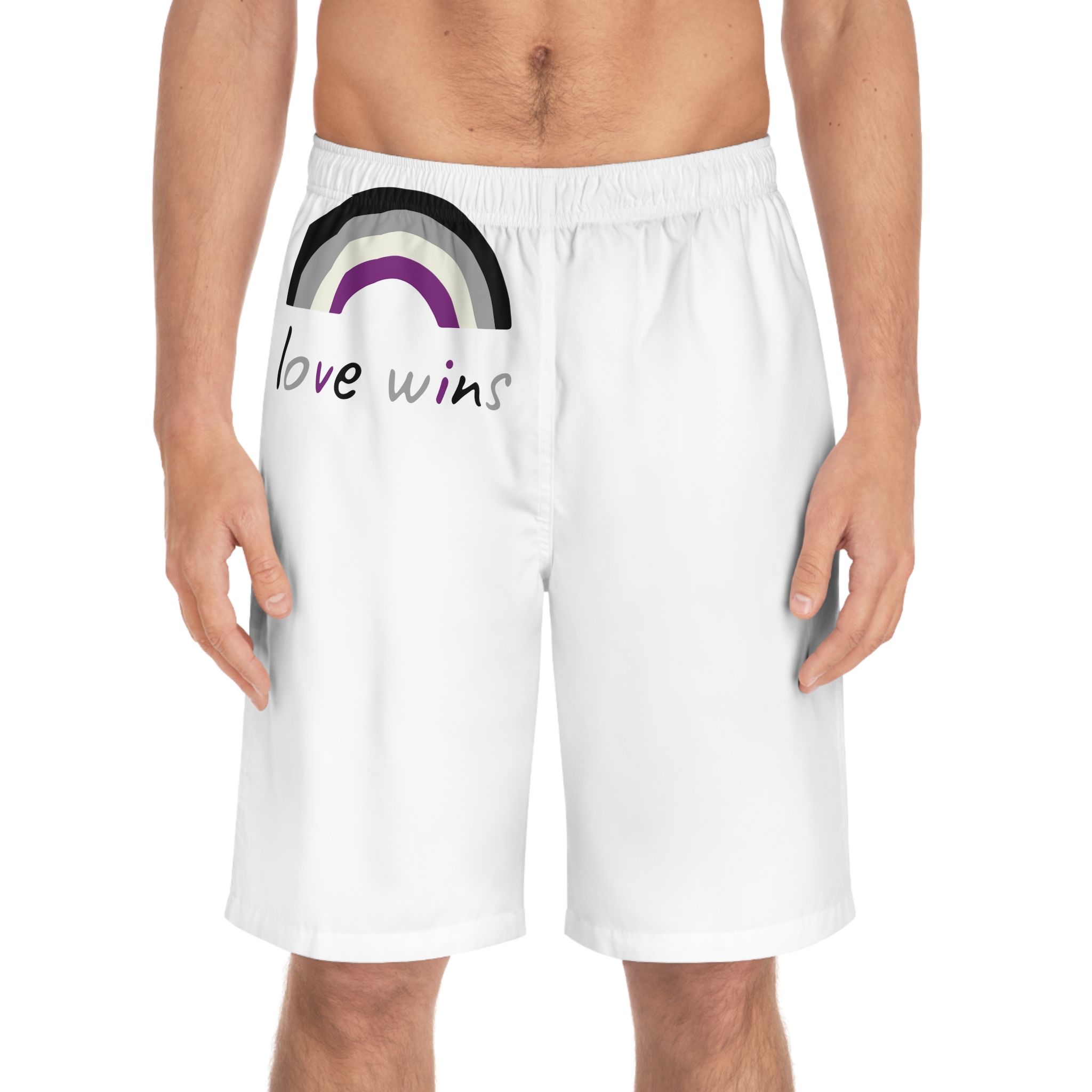 Colorful Rainbow Shape Asexual Pride Flag Happy Pride Day Lgbtqia Community Pride Month Vector Hand Drawn Doodle Posters Stickers Logo Cards Mens Board Shorts Aop - Image 3