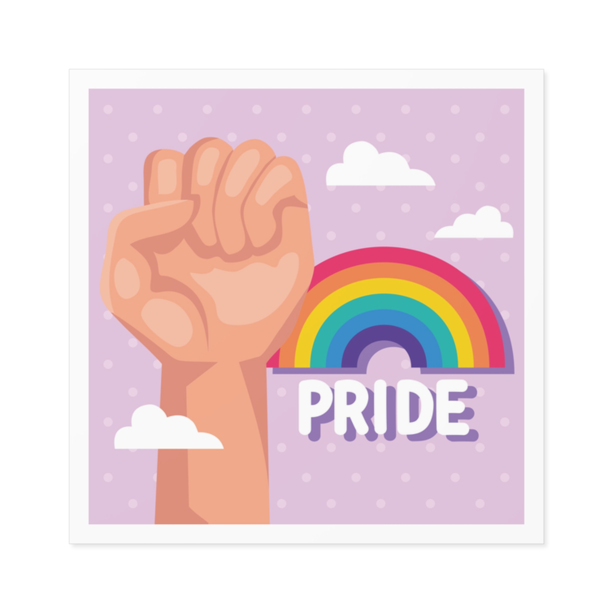Pride Lettering With Rainbow Card Laminate Stickers Square