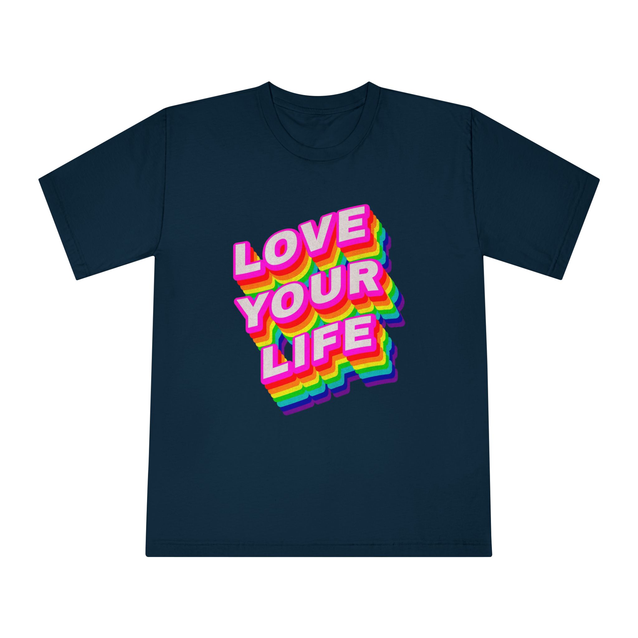 Rainbow Word Love Your Life Typography Design Element - Unisex Classic Crewneck T Shirt - Image 17