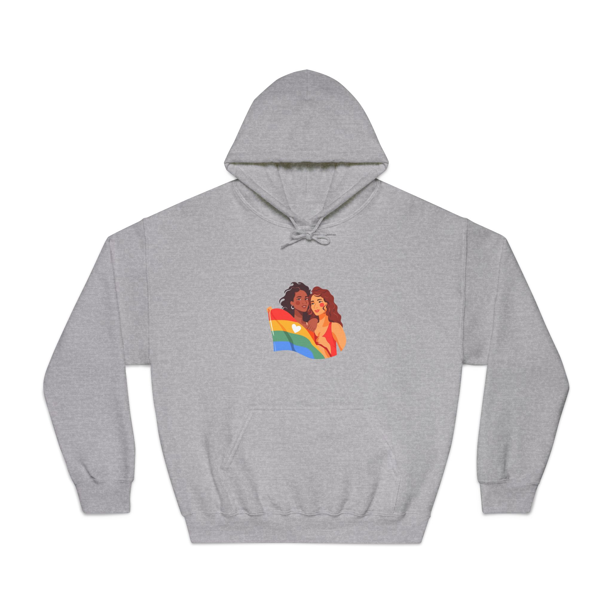 Portrait Lesbian Couple With Rainbow Flag Concept Lgbtq Unisex Dryblend Hooded Sweatshirt - Image 13